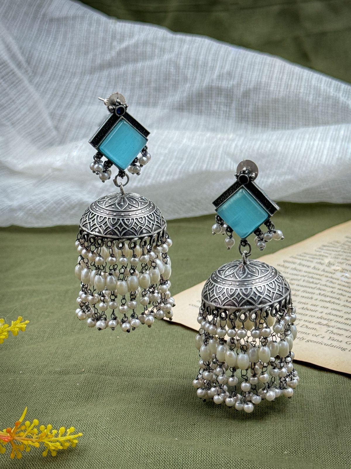 YESHA OXIDISED JHUMKA EARRINGS