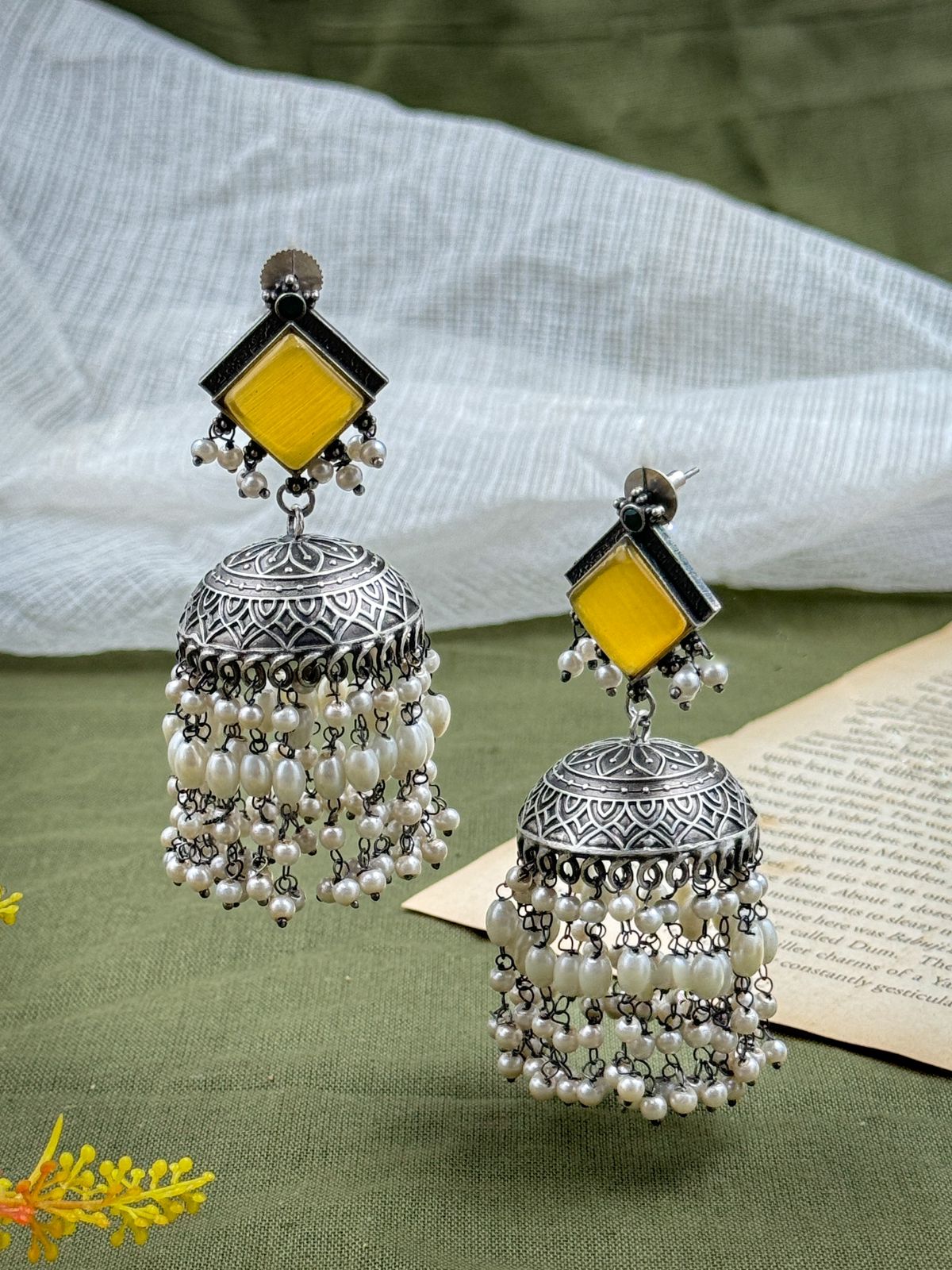 YESHA OXIDISED JHUMKA EARRINGS