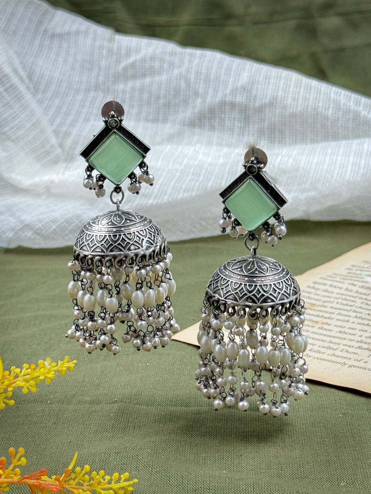 YESHA OXIDISED JHUMKA EARRINGS