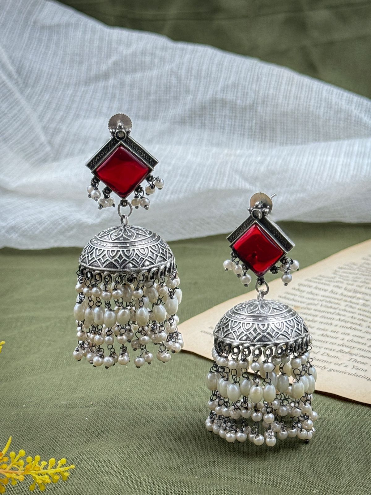 YESHA OXIDISED JHUMKA EARRINGS