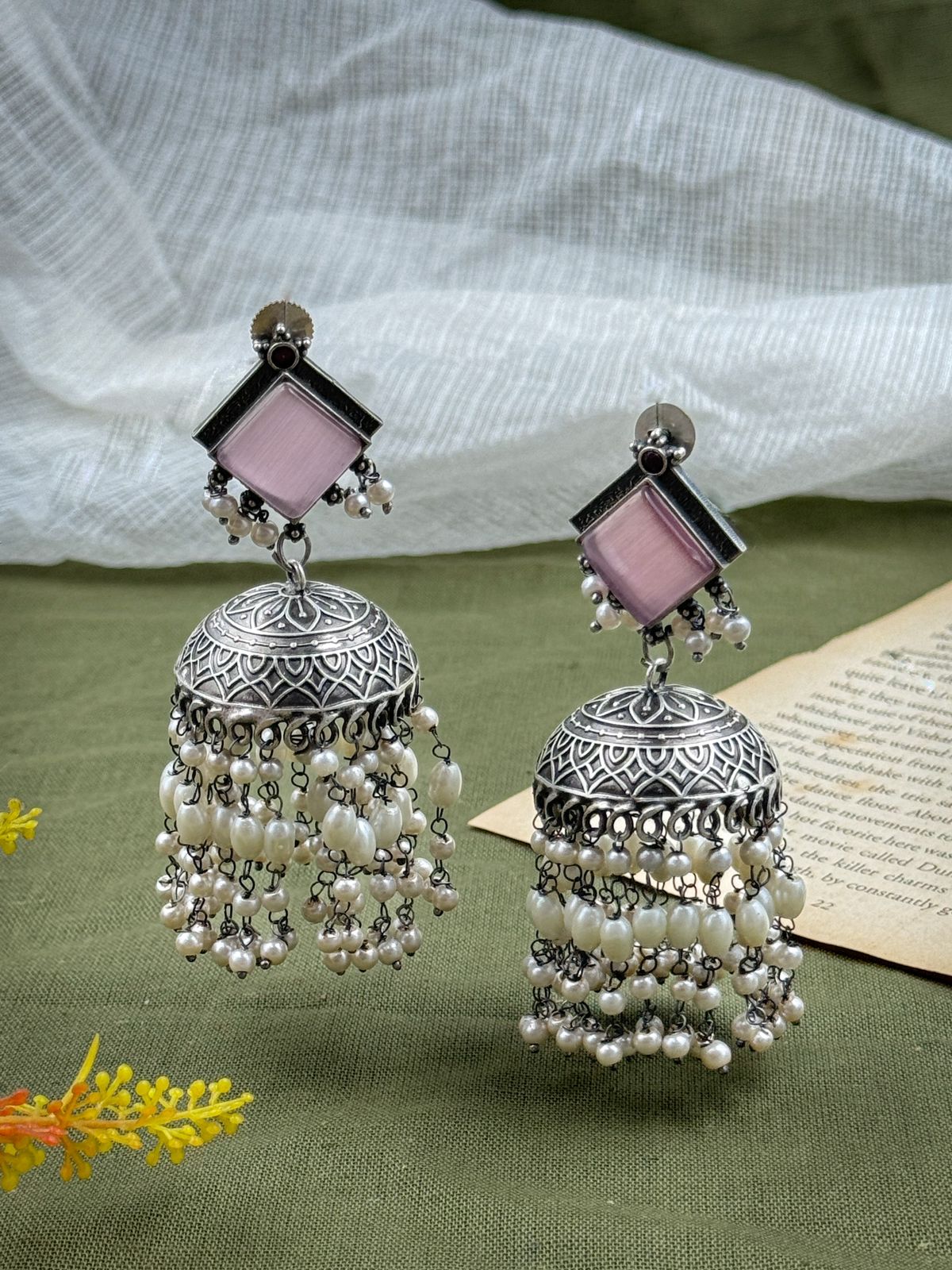 YESHA OXIDISED JHUMKA EARRINGS