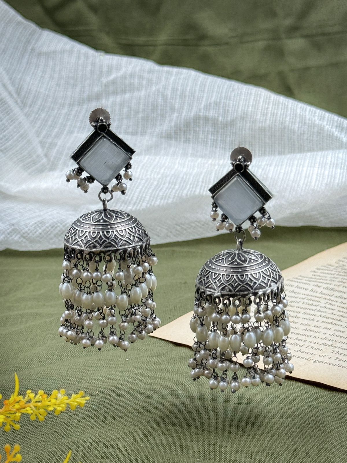 YESHA OXIDISED JHUMKA EARRINGS