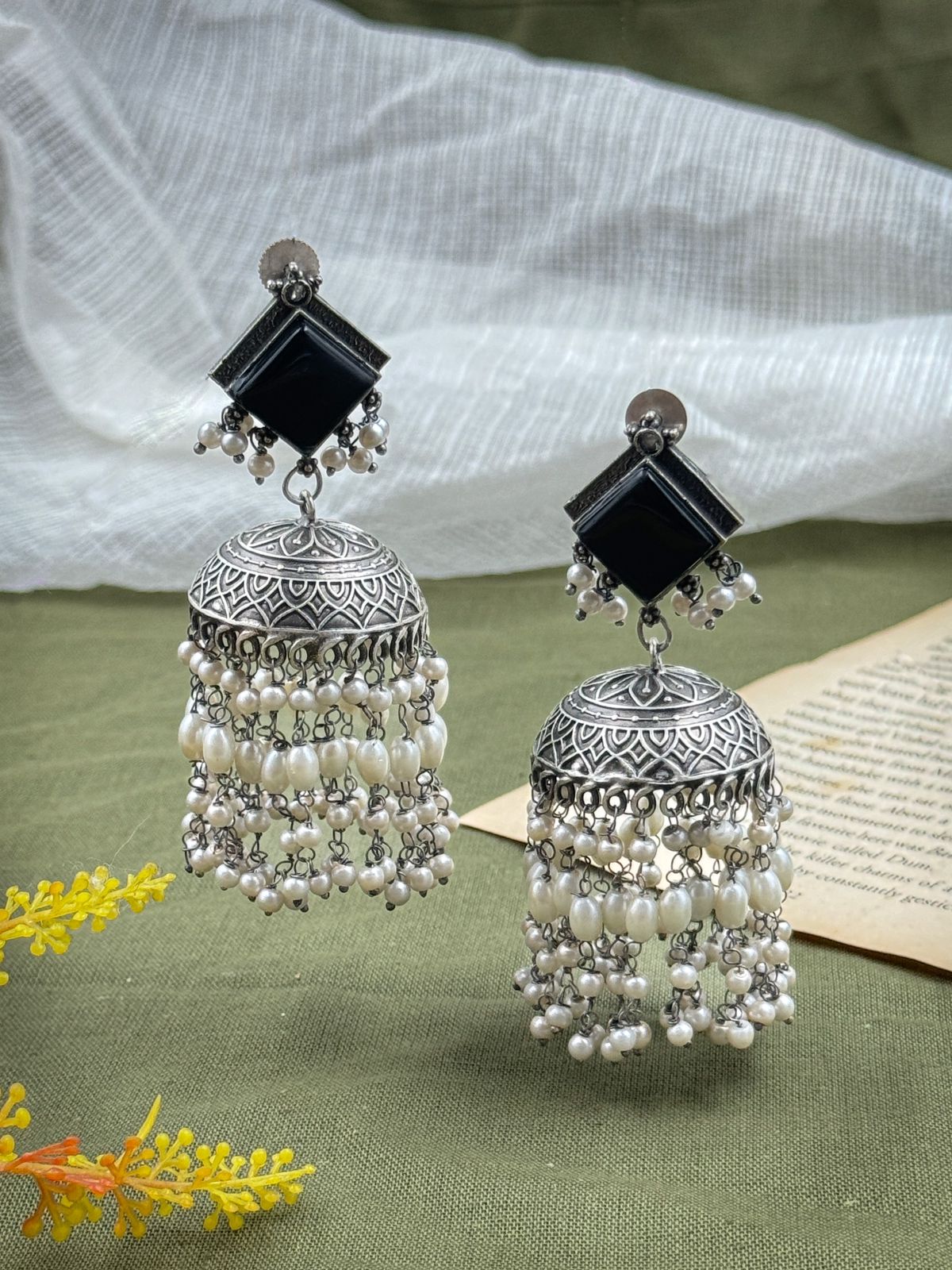 YESHA OXIDISED JHUMKA EARRINGS