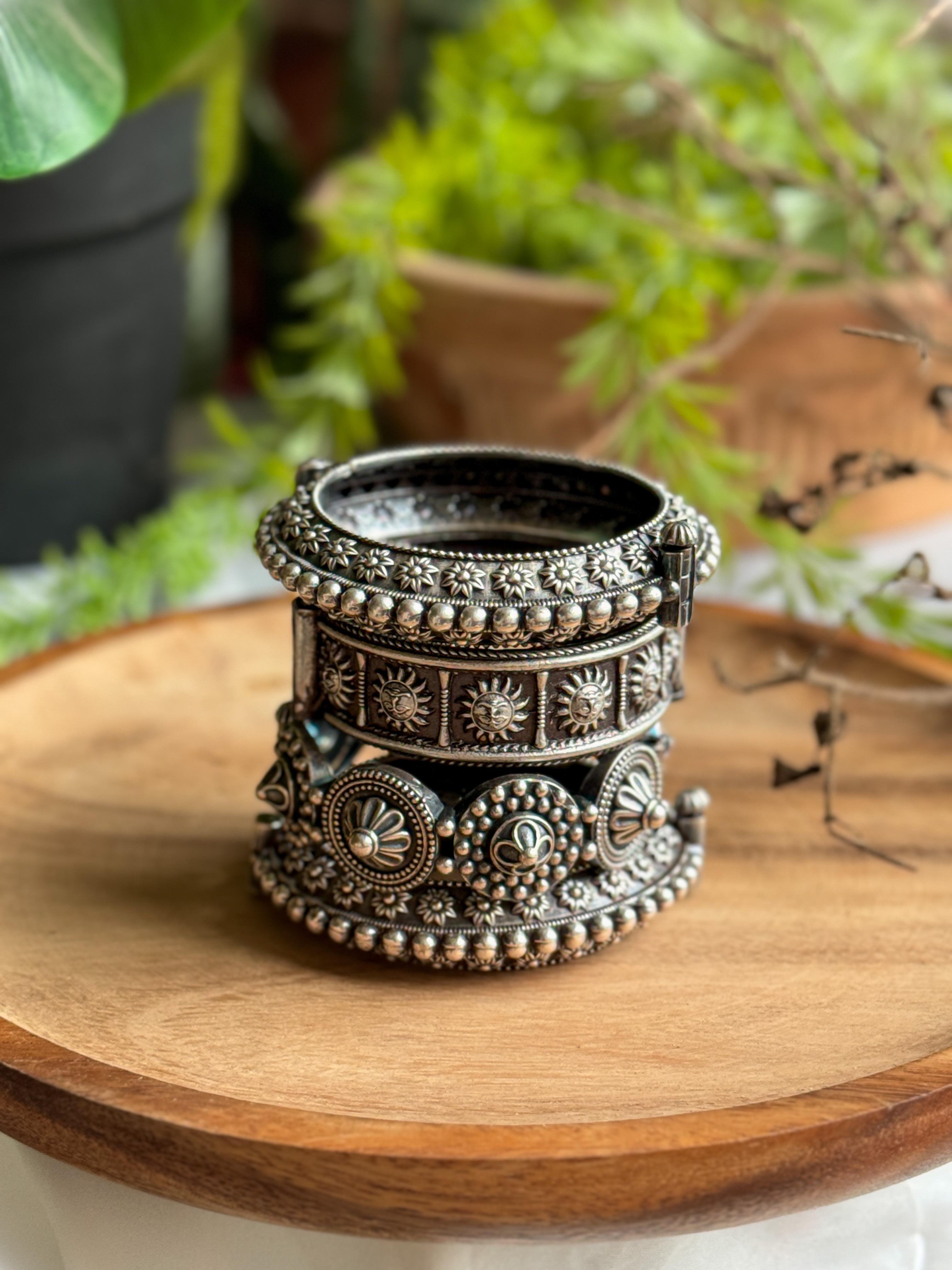 Devi Silver Lookalike Bangle Stack