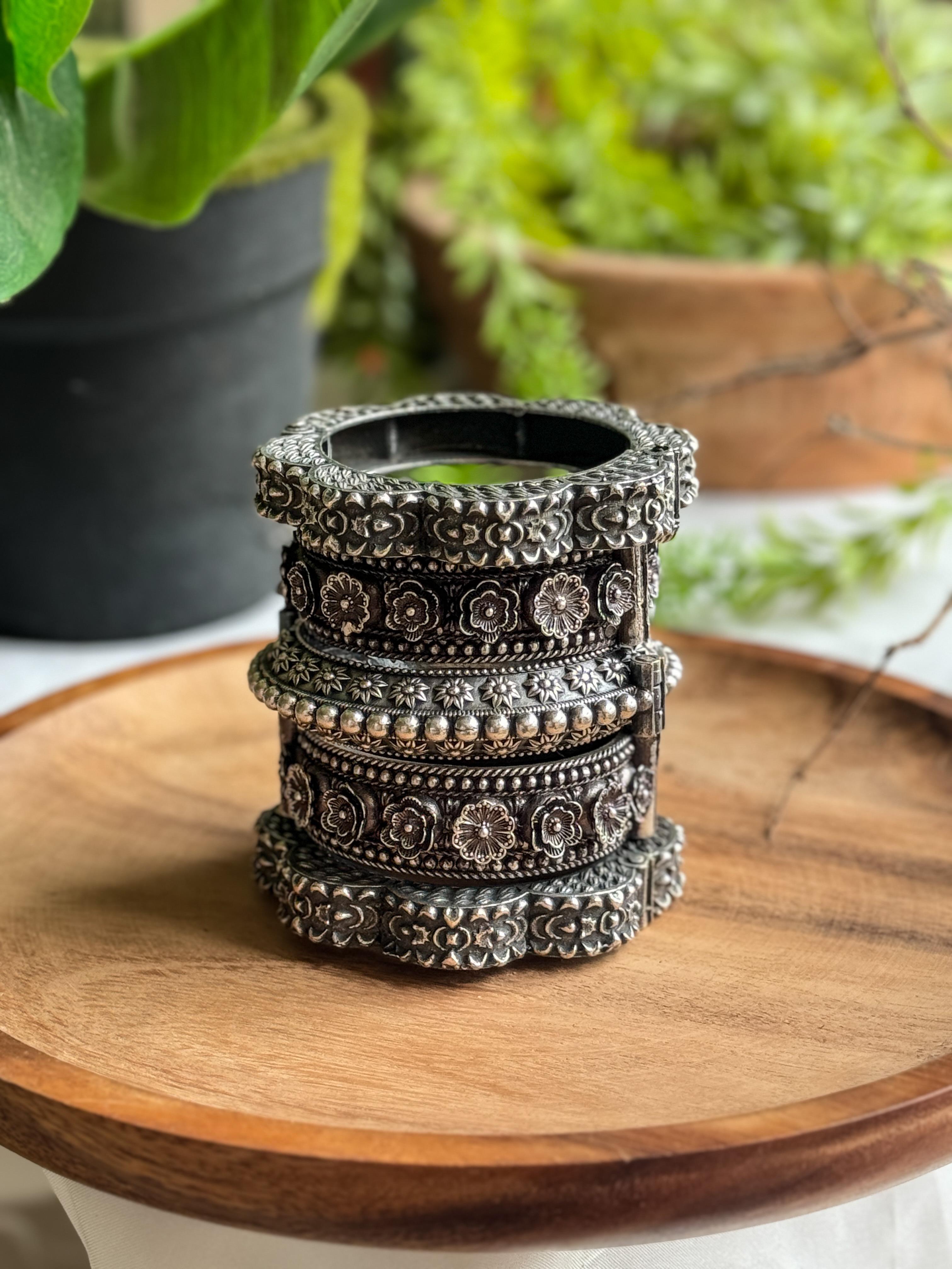 Dipti Silver Lookalike Bangle Stack