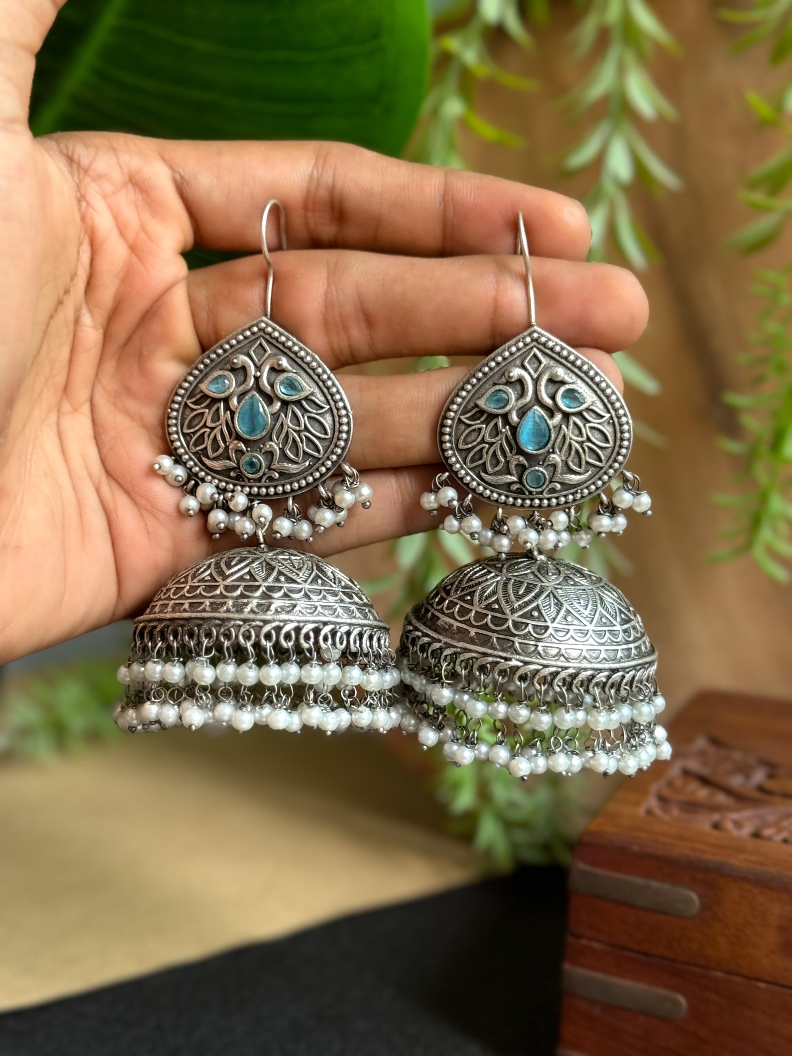 SAKHI OXIDISED JHUMKA EARRINGS