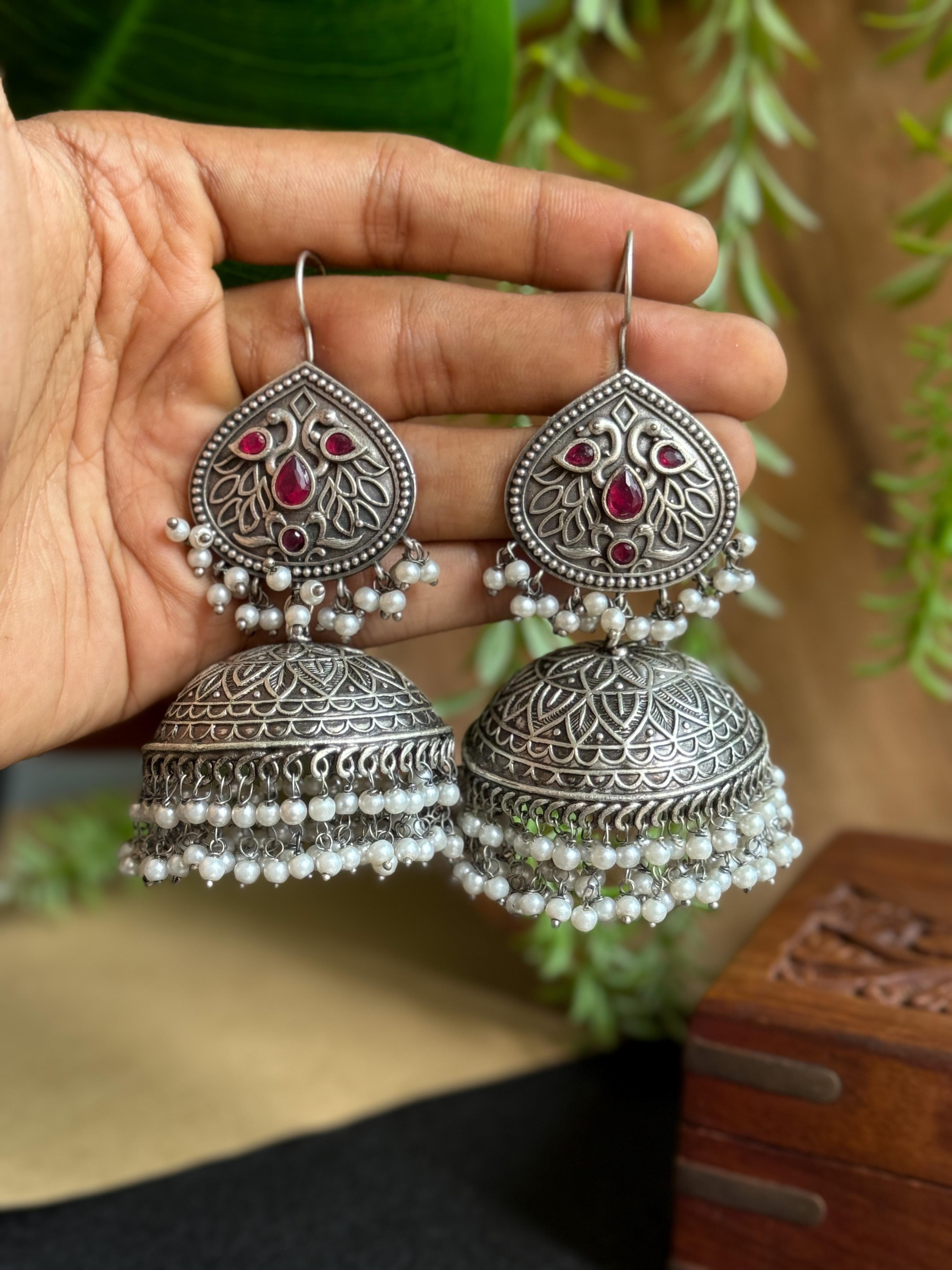 SAKHI OXIDISED JHUMKA EARRINGS