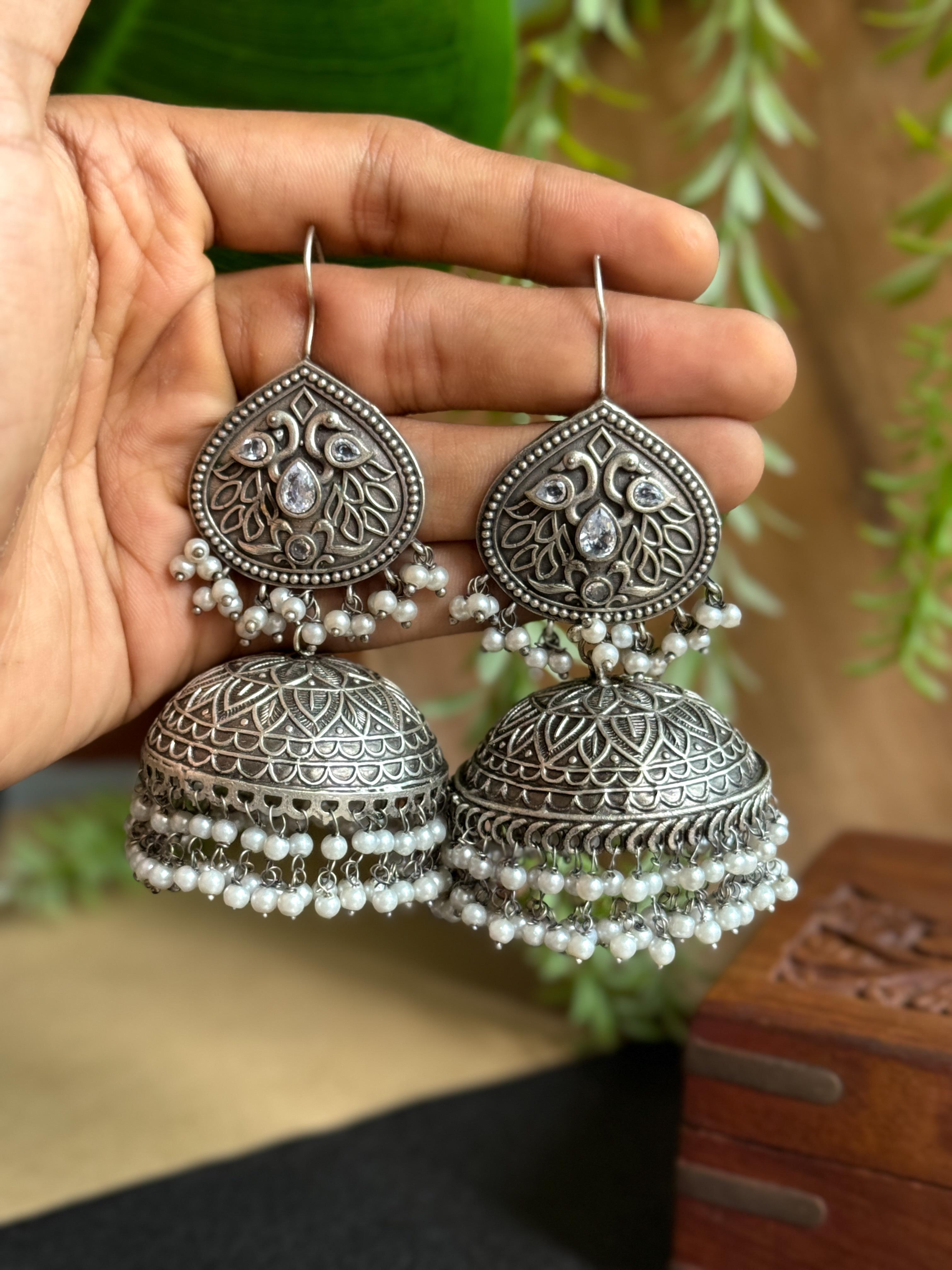 SAKHI OXIDISED JHUMKA EARRINGS