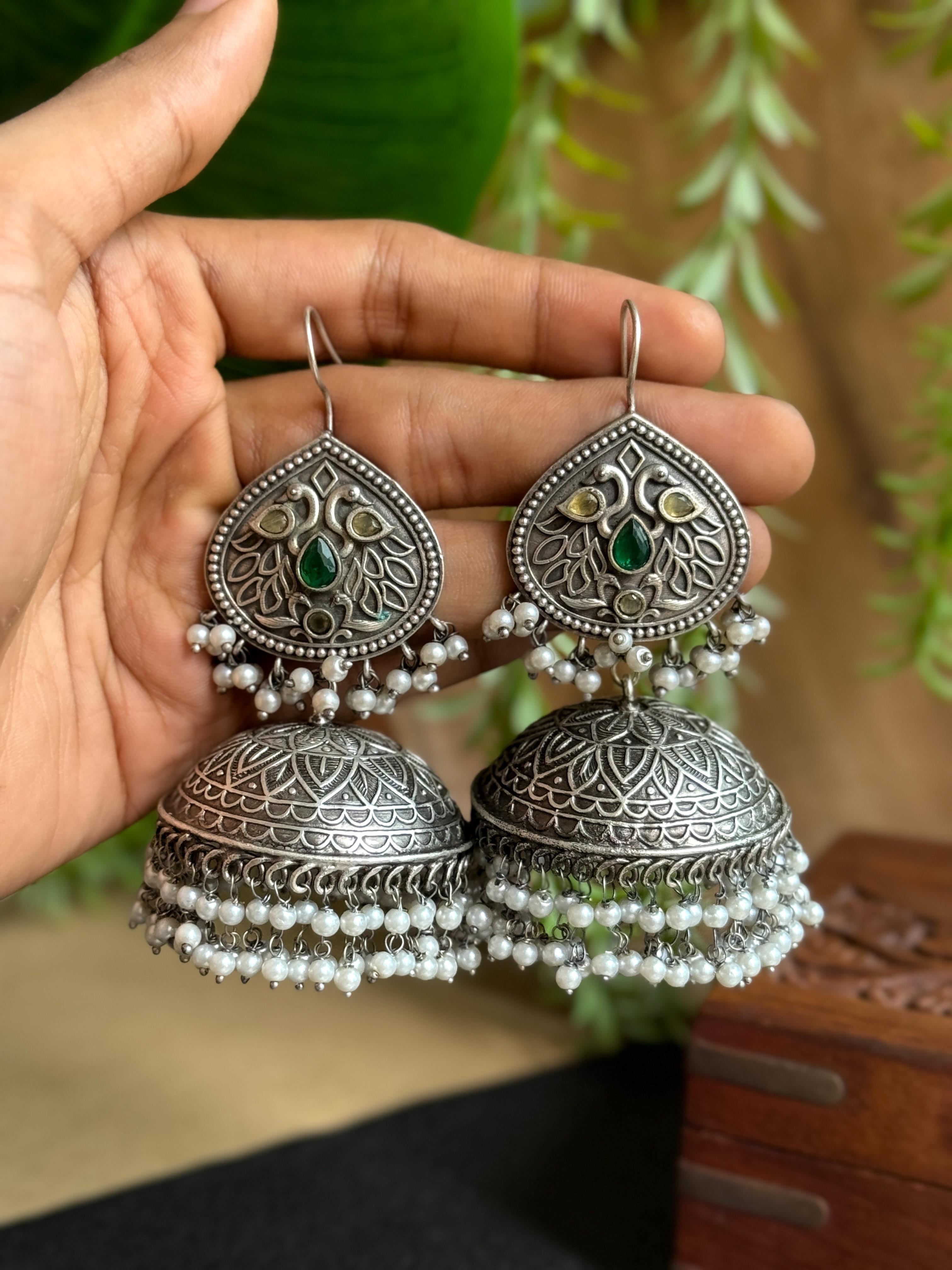 SAKHI OXIDISED JHUMKA EARRINGS