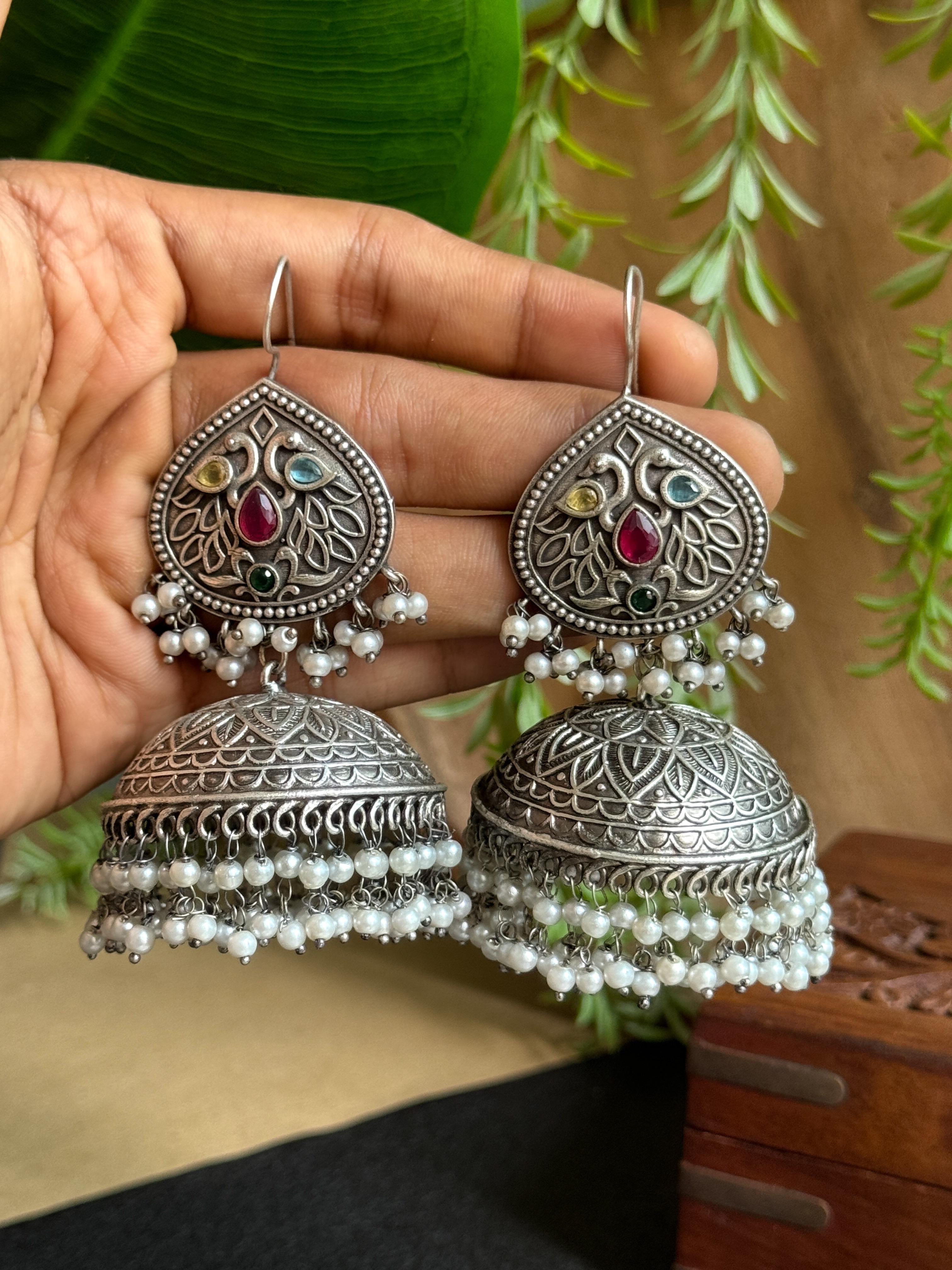 SAKHI OXIDISED JHUMKA EARRINGS