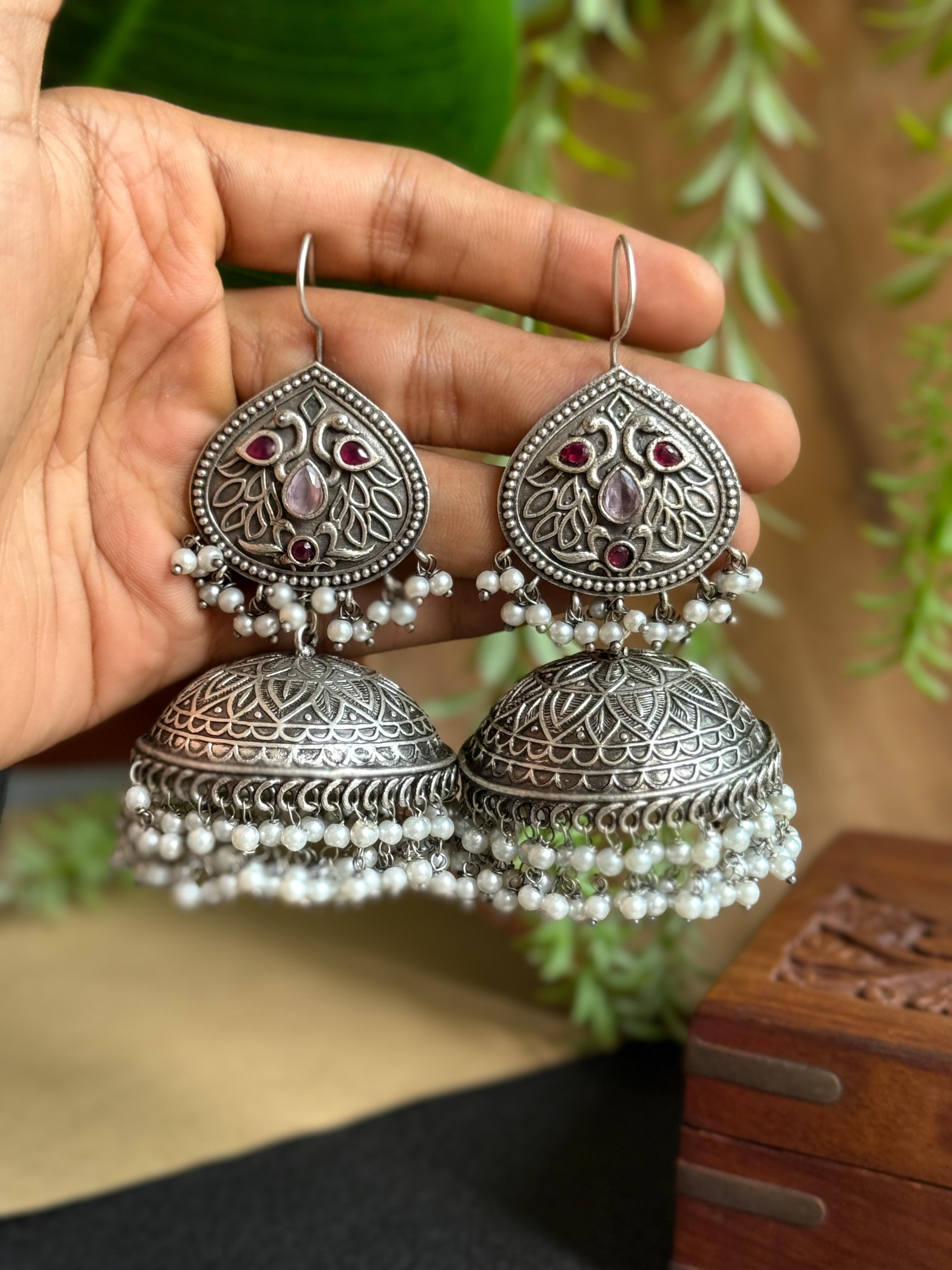 SAKHI OXIDISED JHUMKA EARRINGS