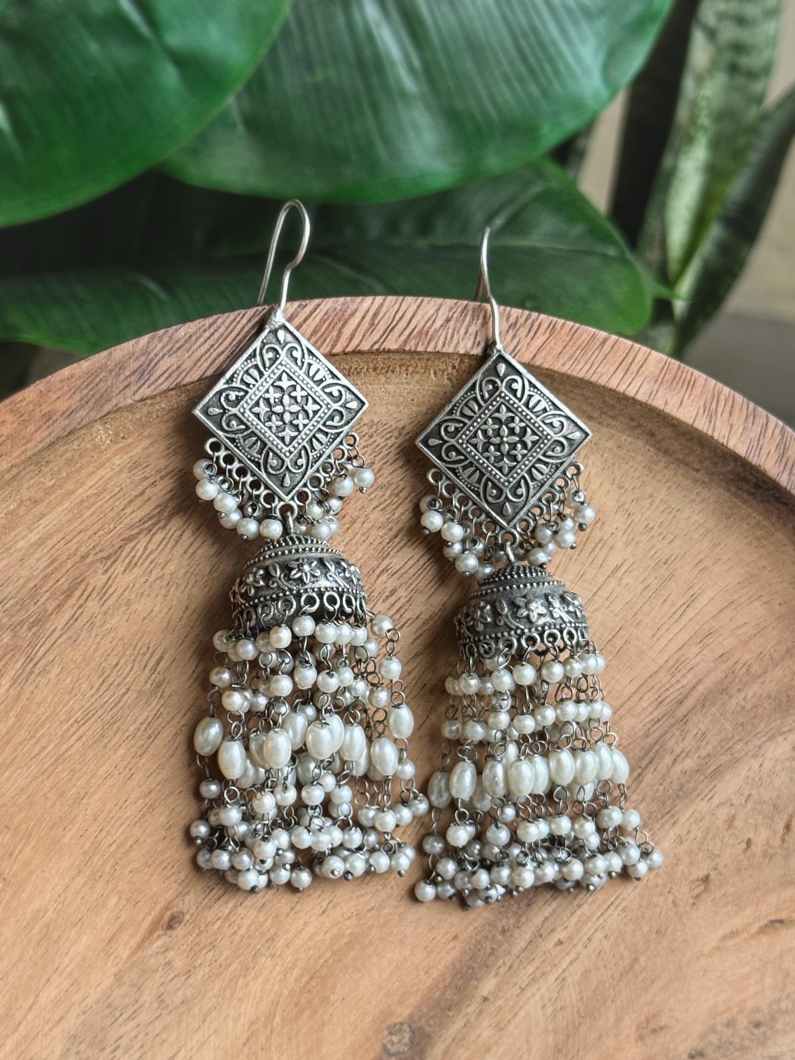 INAAYA OXIDISED JHUMKA EARRINGS