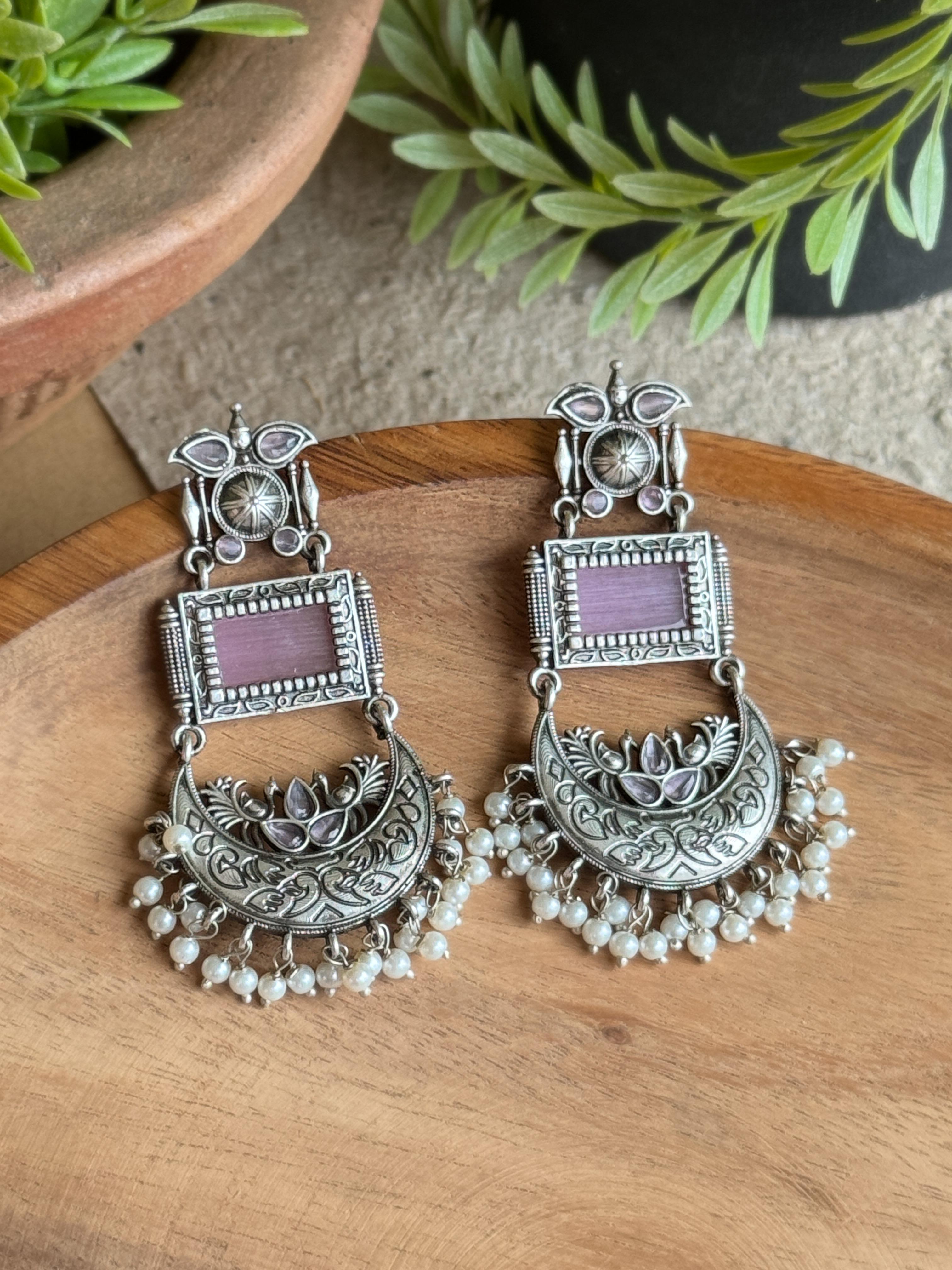 AROHI SILVER LOOKALIKE DANGLER EARRINGS