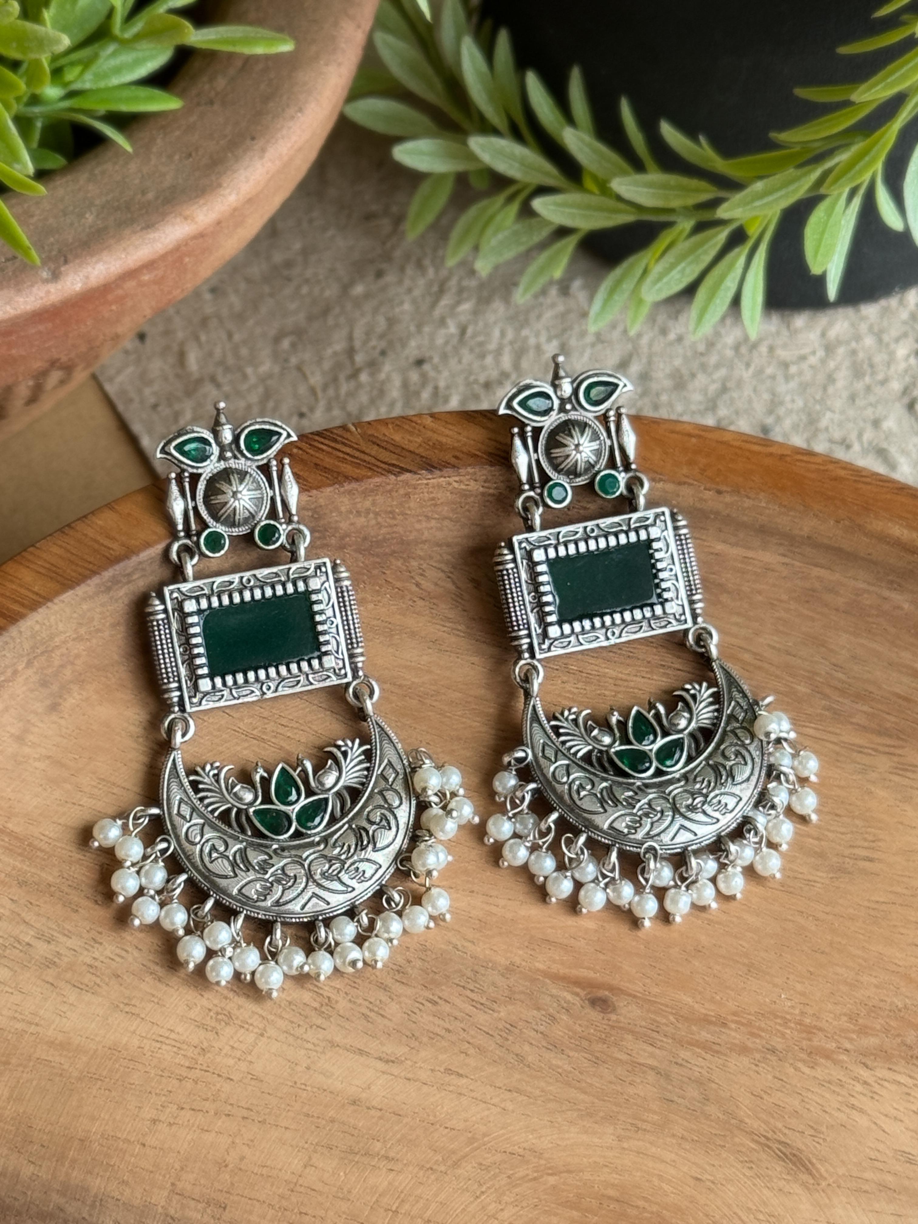 AROHI SILVER LOOKALIKE DANGLER EARRINGS