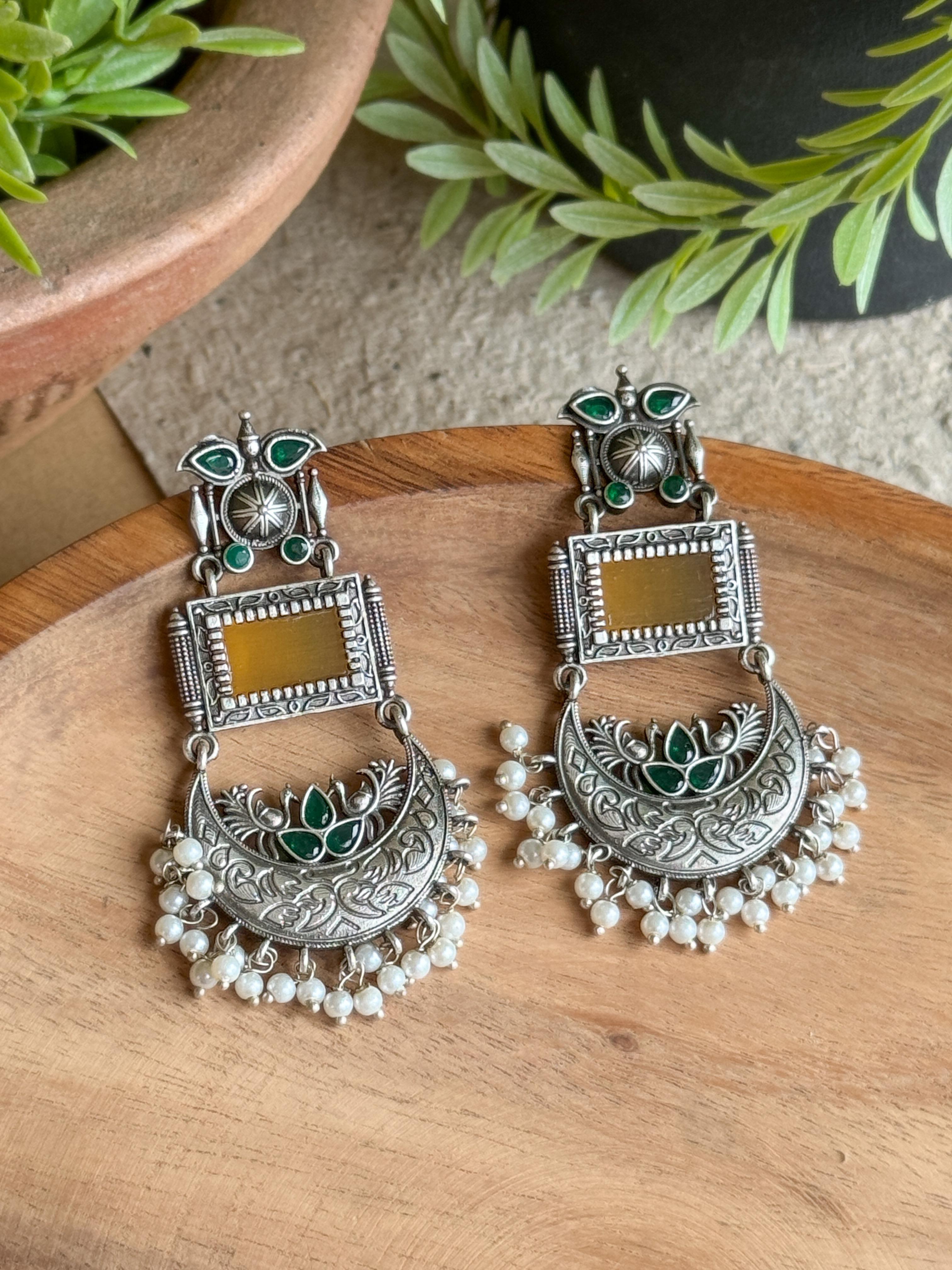 AROHI SILVER LOOKALIKE DANGLER EARRINGS