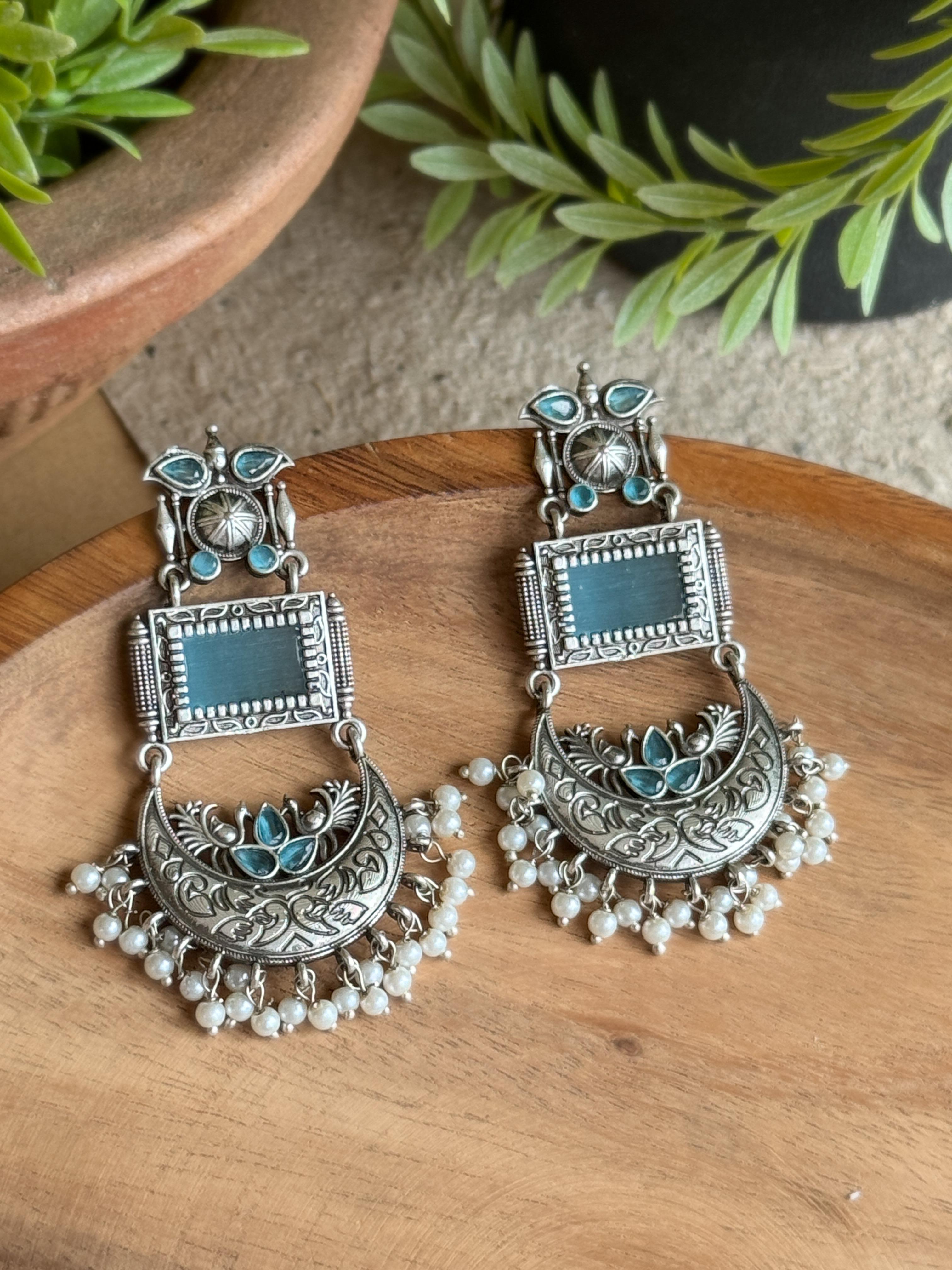 AROHI SILVER LOOKALIKE DANGLER EARRINGS