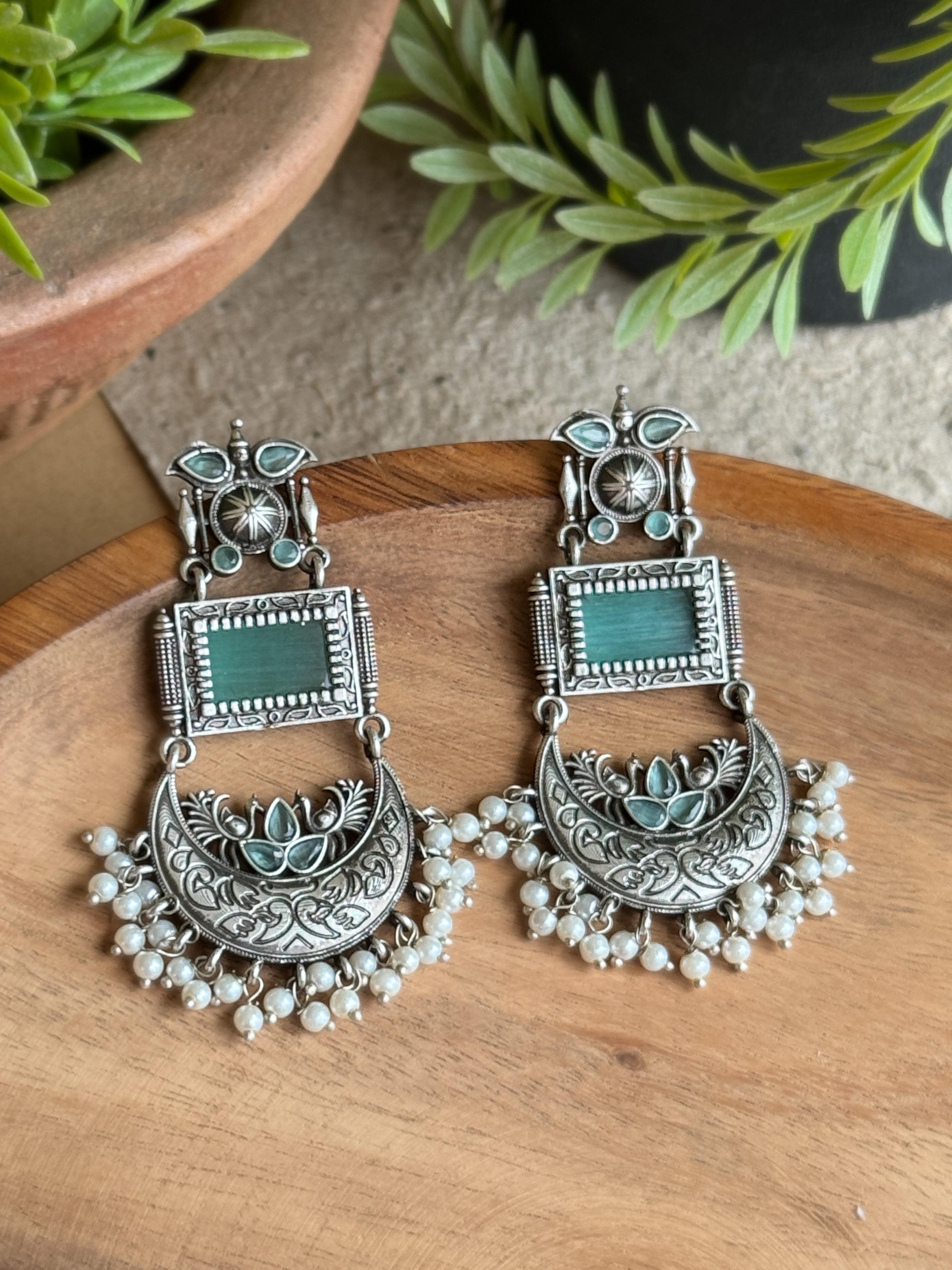 AROHI SILVER LOOKALIKE DANGLER EARRINGS