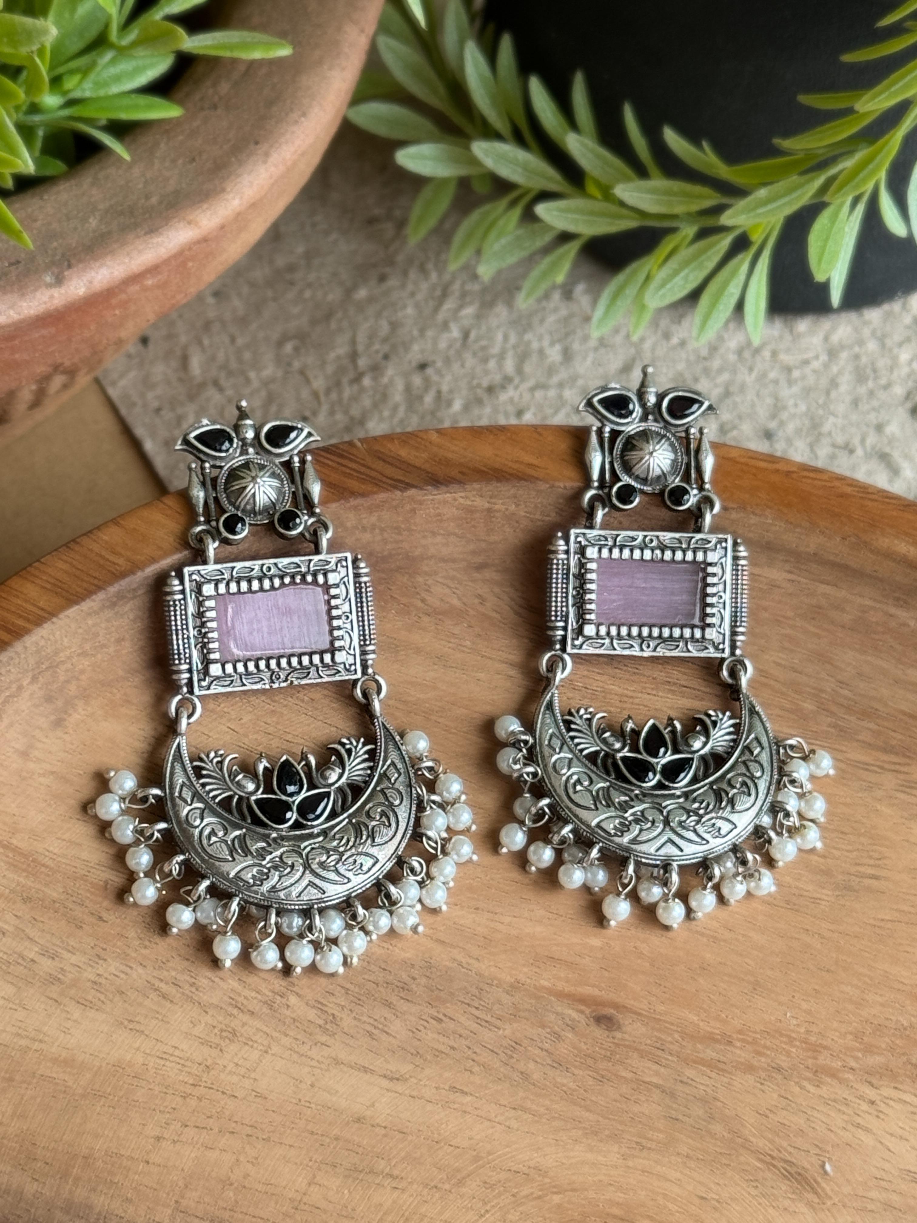 AROHI SILVER LOOKALIKE DANGLER EARRINGS