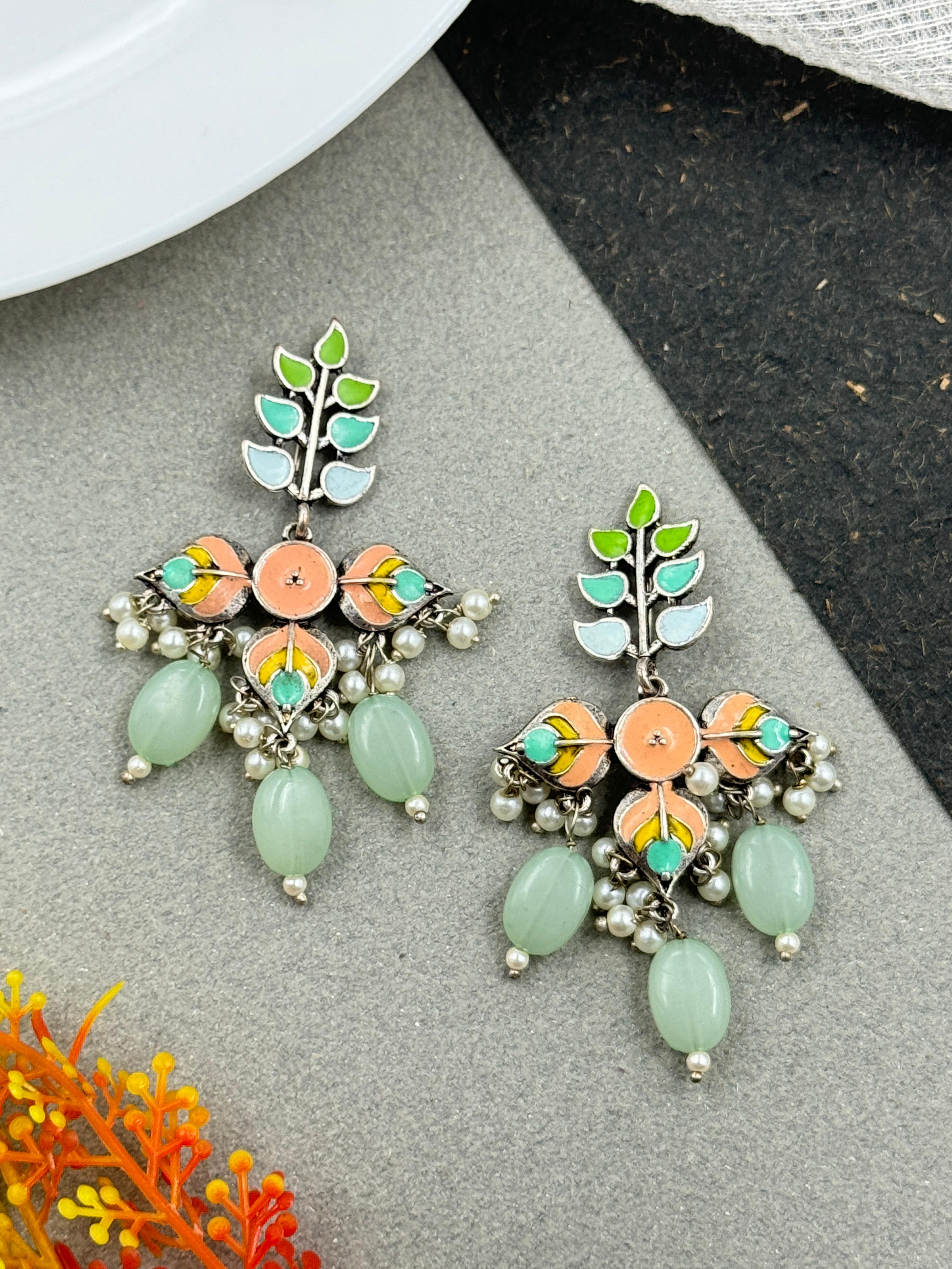 NAMITA MEENAKARI OXIDISED EARRINGS