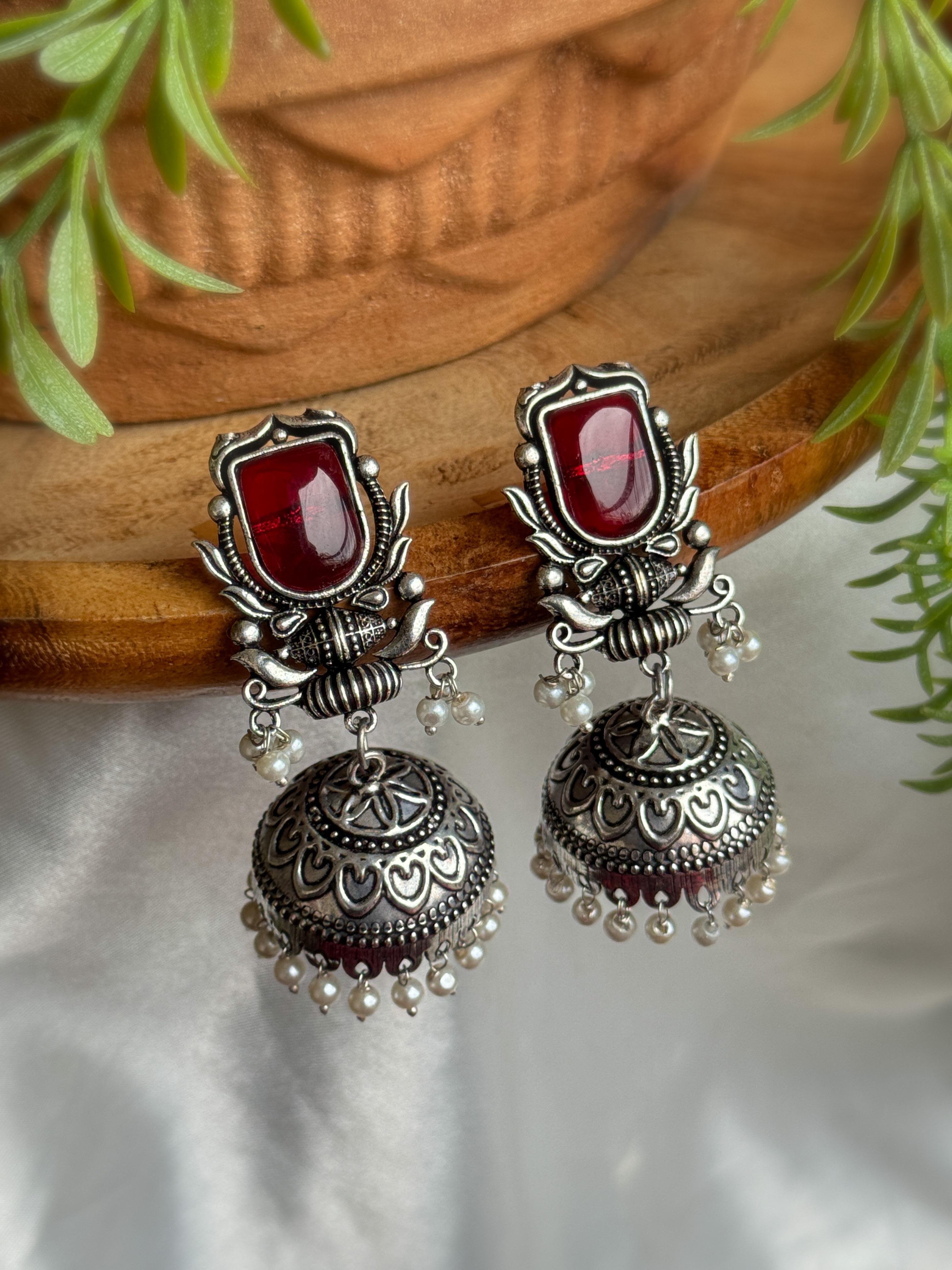 IHANA OXIDISED JHUMKA EARRINGS