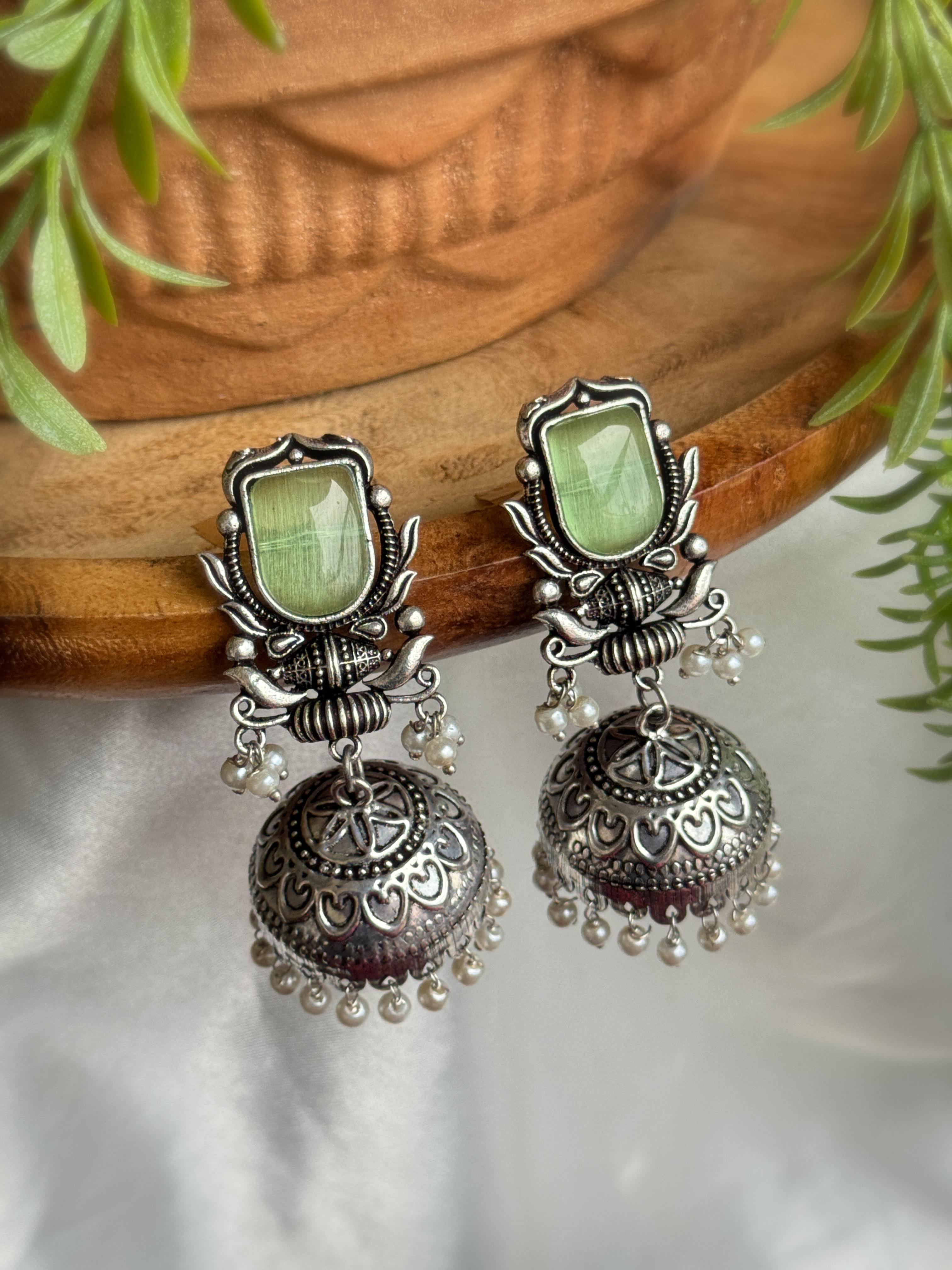 IHANA OXIDISED JHUMKA EARRINGS