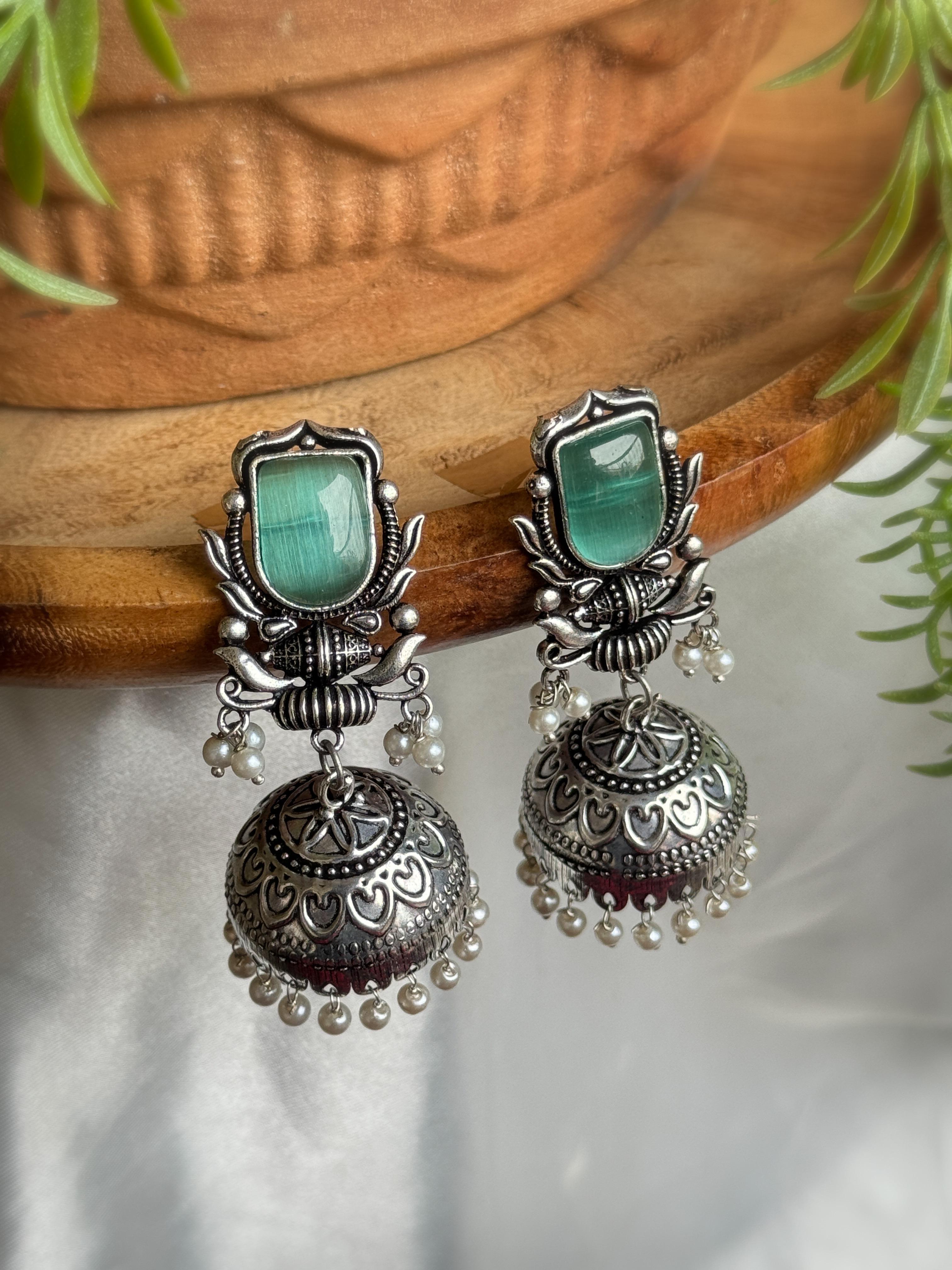 IHANA OXIDISED JHUMKA EARRINGS