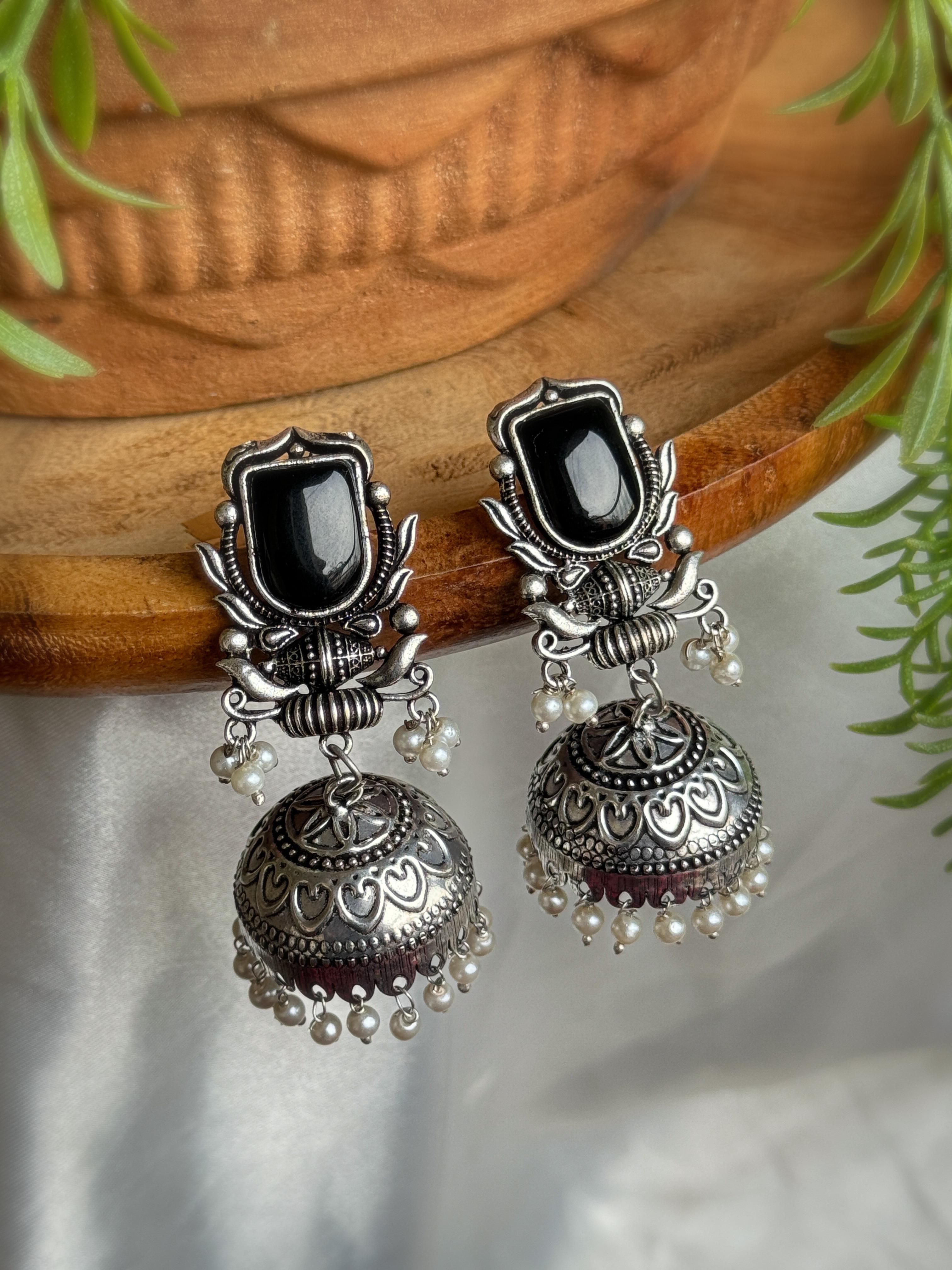 IHANA OXIDISED JHUMKA EARRINGS