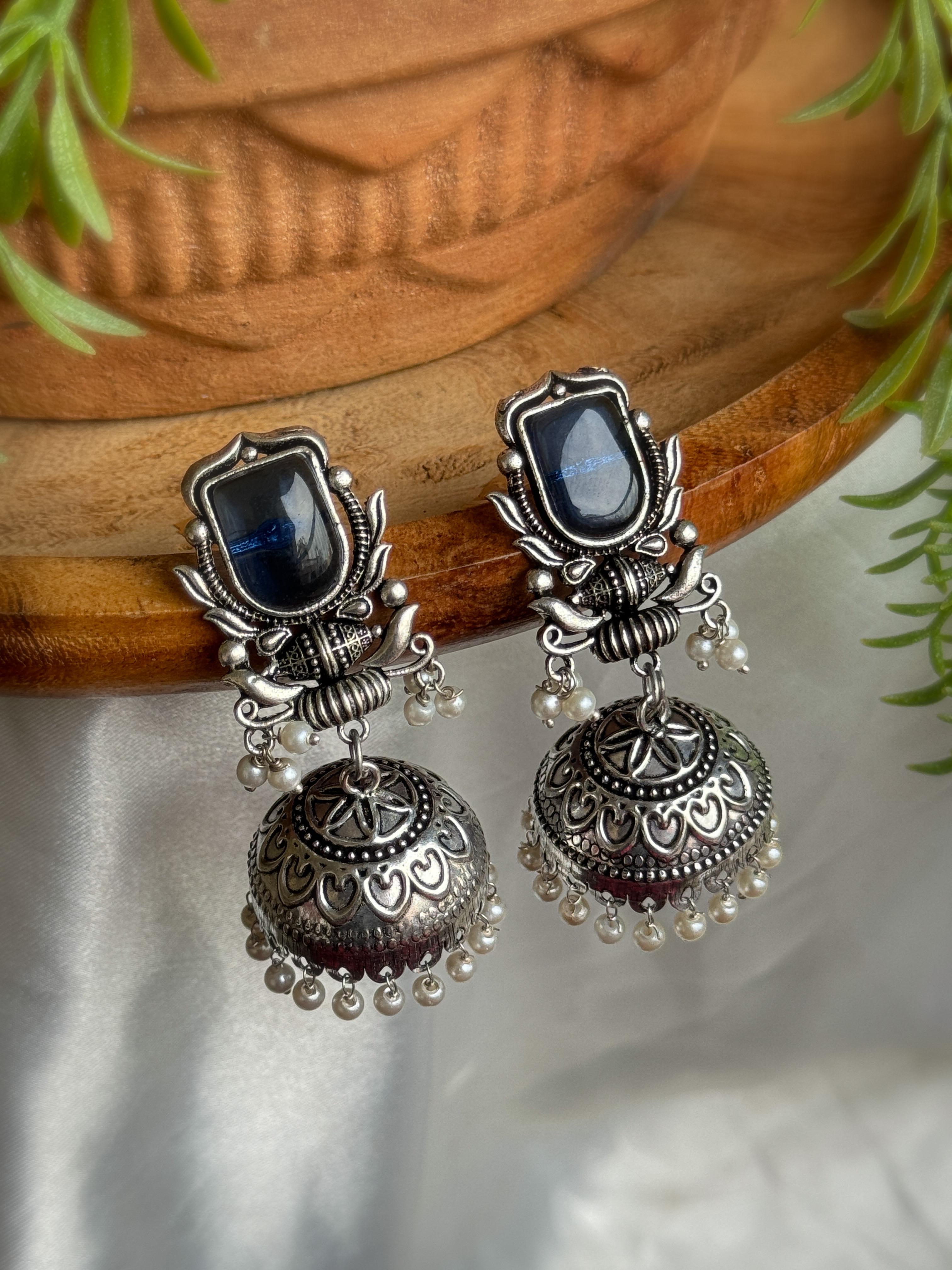 IHANA OXIDISED JHUMKA EARRINGS