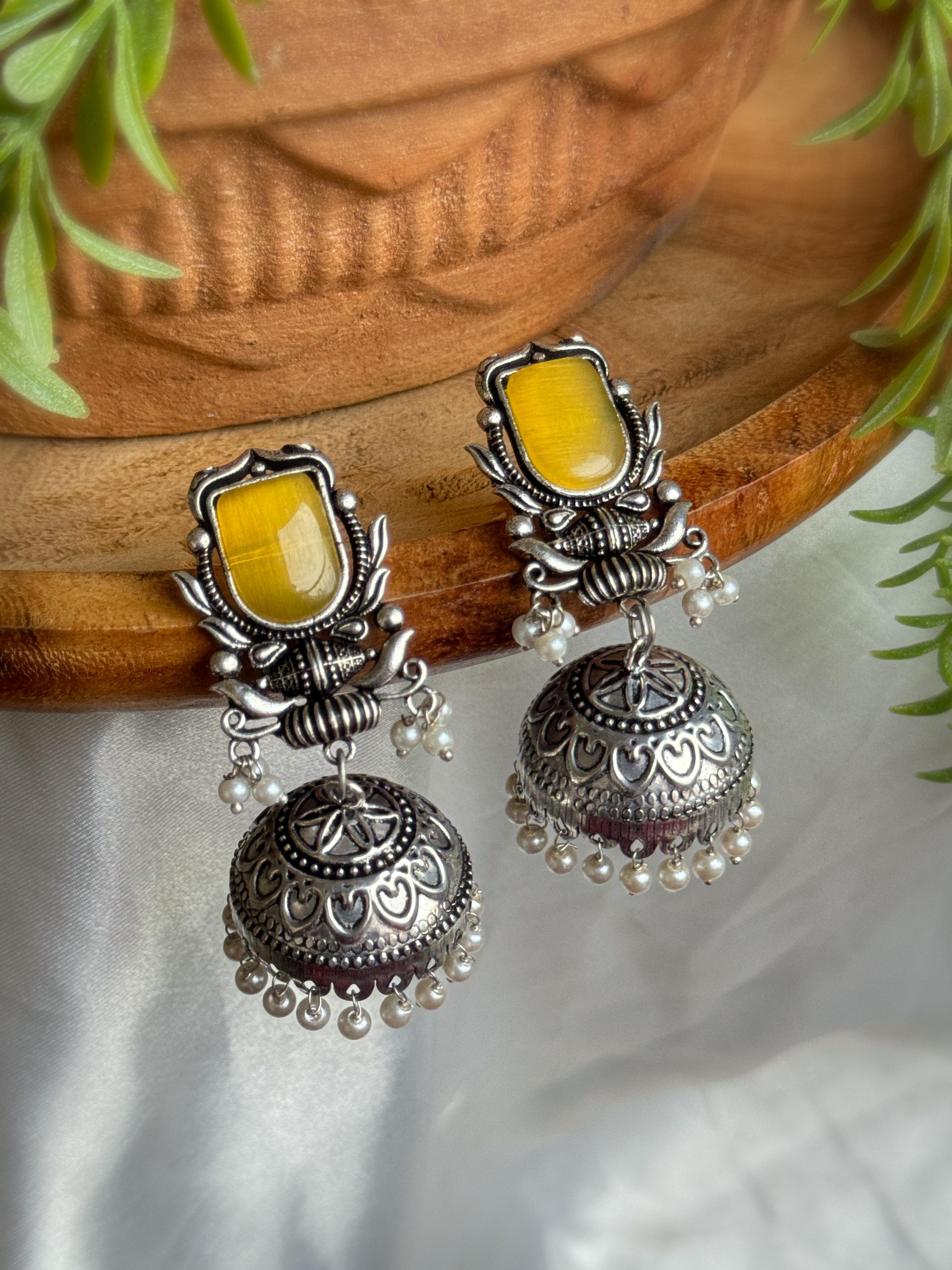 IHANA OXIDISED JHUMKA EARRINGS