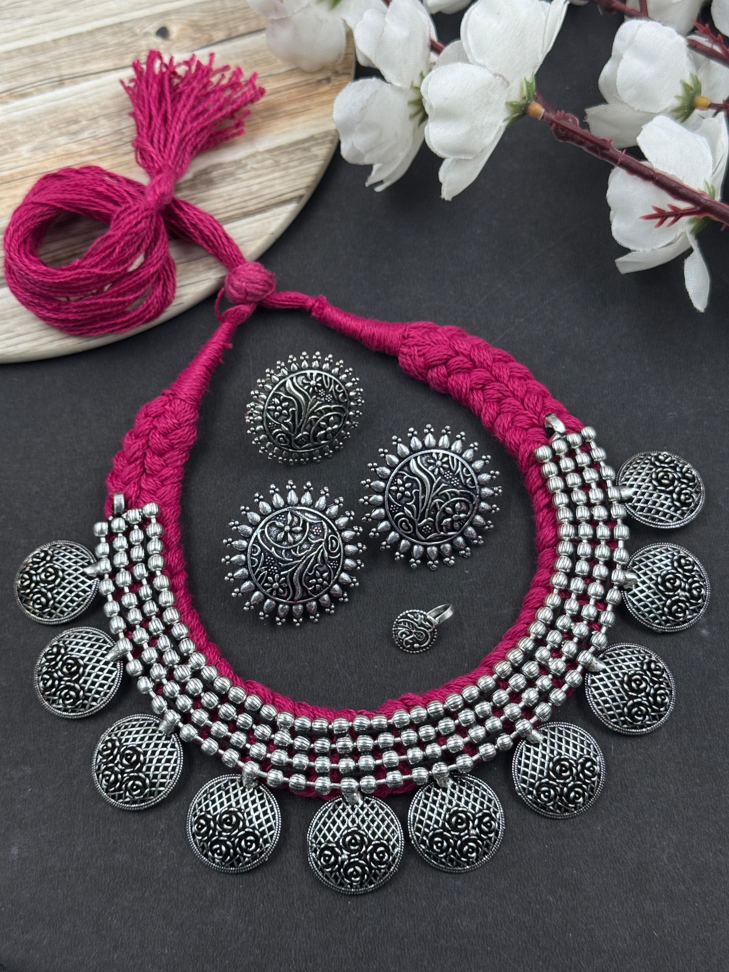 HIYA THREADED CHOKER NECKLACE JEWELLERY SET COMBO