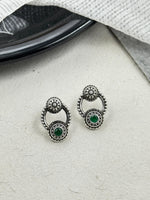 Load image into Gallery viewer, ANIKA OXIDISED STONE STUD EARRINGS