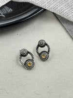 Load image into Gallery viewer, ANIKA OXIDISED STONE STUD EARRINGS