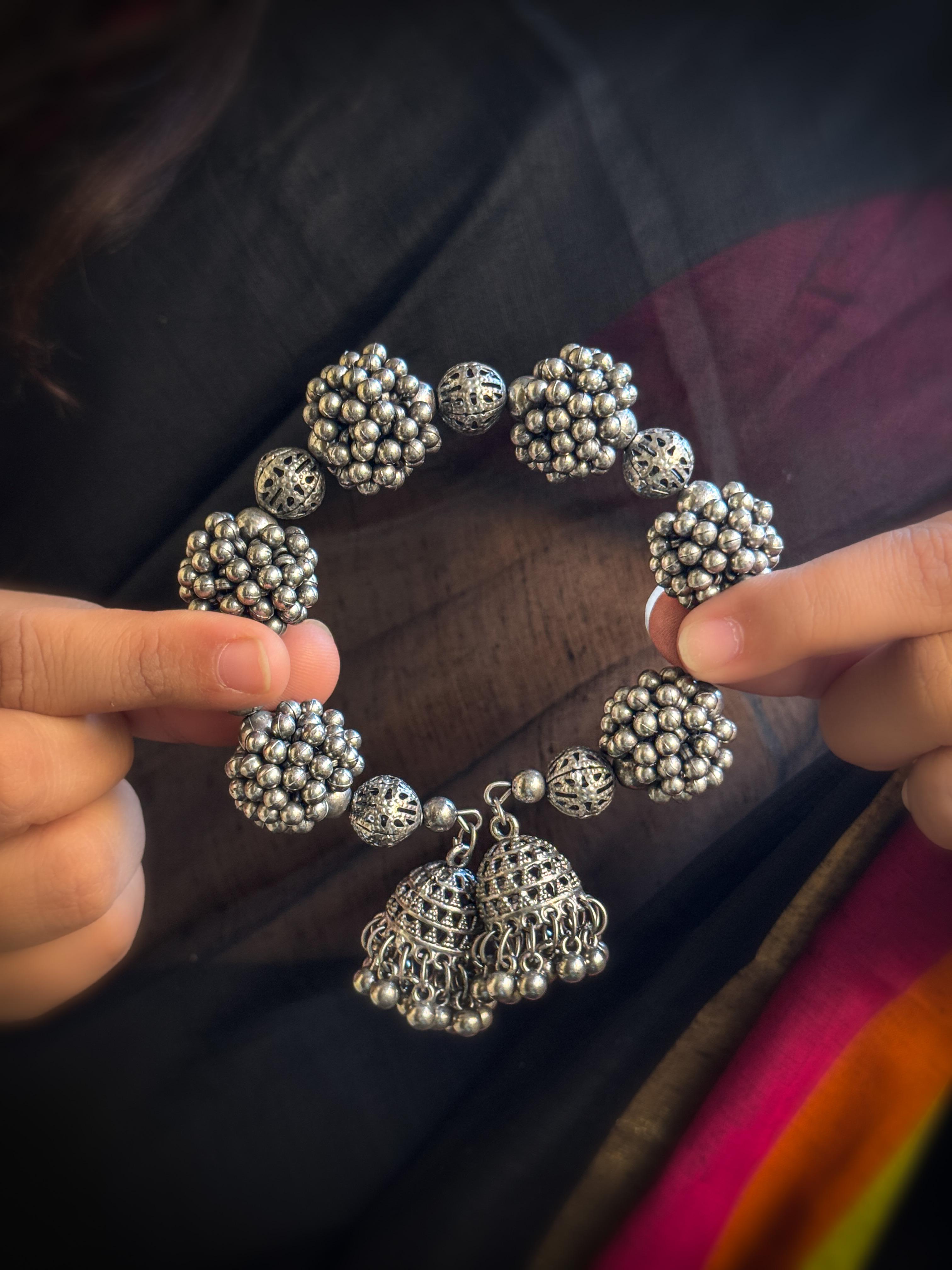 OXIDISED GAJRA CUM BRACELET KADA