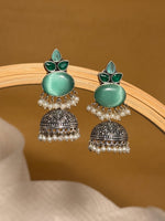 Load image into Gallery viewer, Anya Jhumka Stone Earrings
