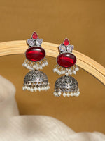 Load image into Gallery viewer, Anya Jhumka Stone Earrings