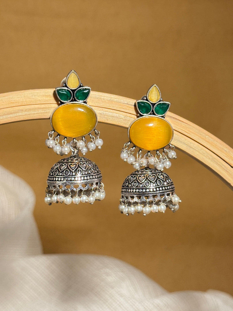 Anya Jhumka Stone Earrings