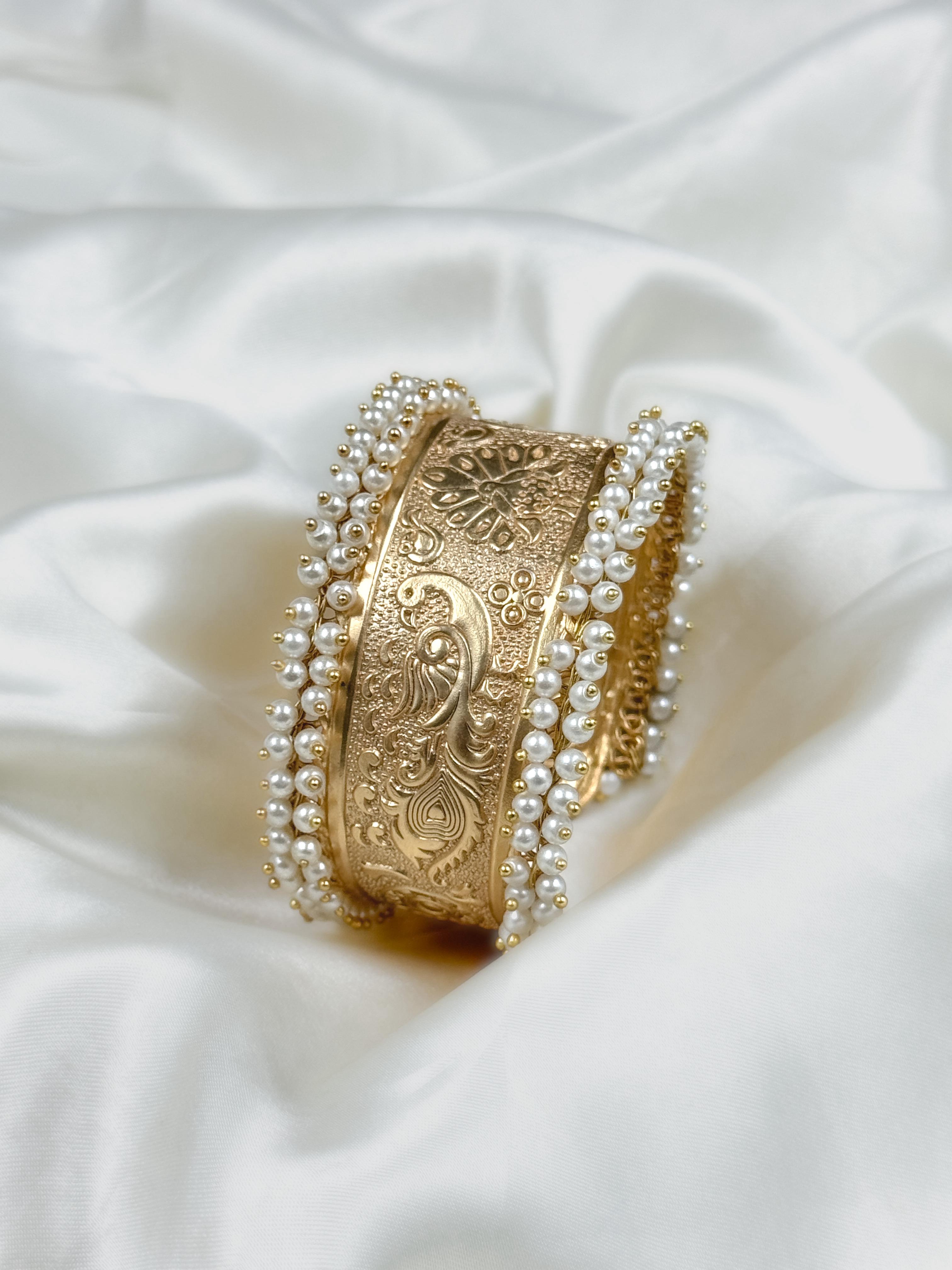 HANDMADE PEACOCK DESIGN KADA WITH PEARLS