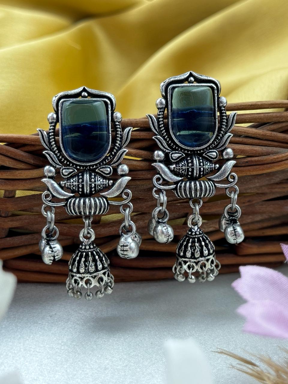 RYANA OXIDISED JHUMKA