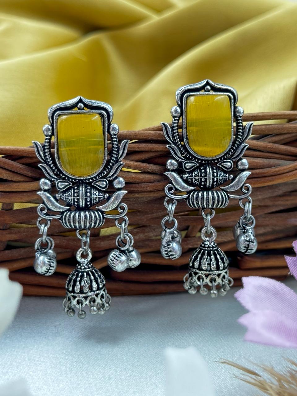 RYANA OXIDISED JHUMKA