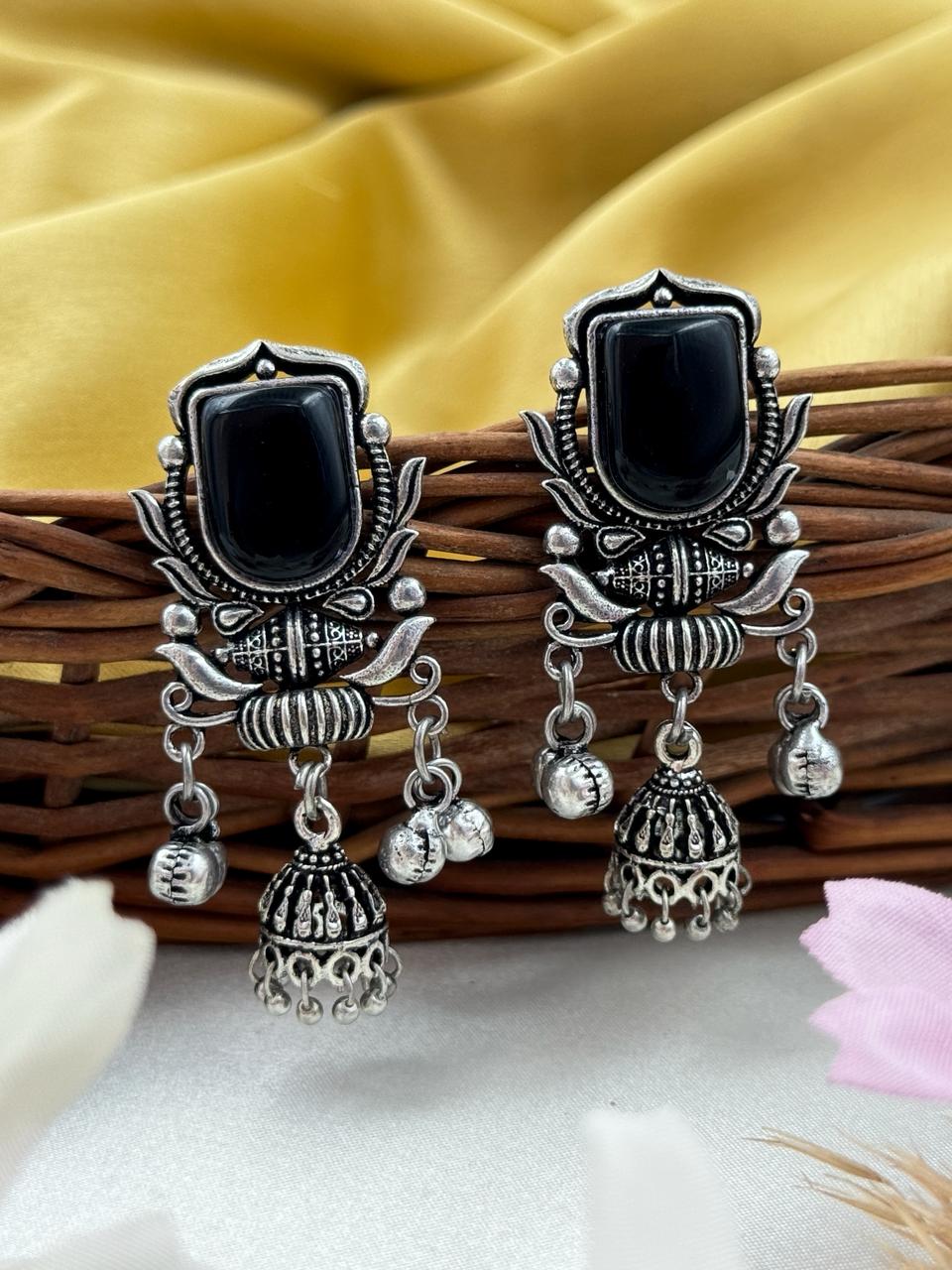 RYANA OXIDISED JHUMKA