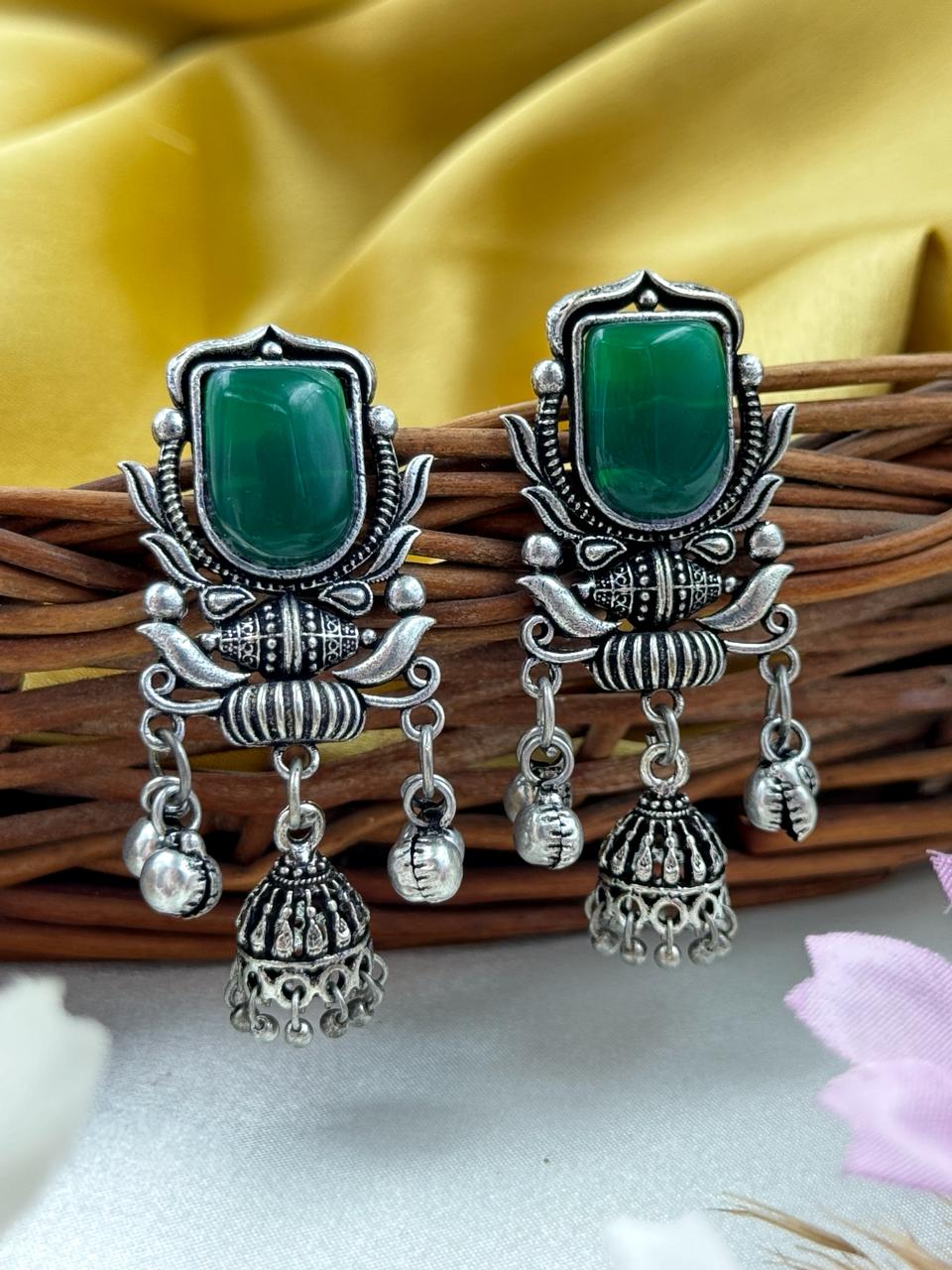 RYANA OXIDISED JHUMKA