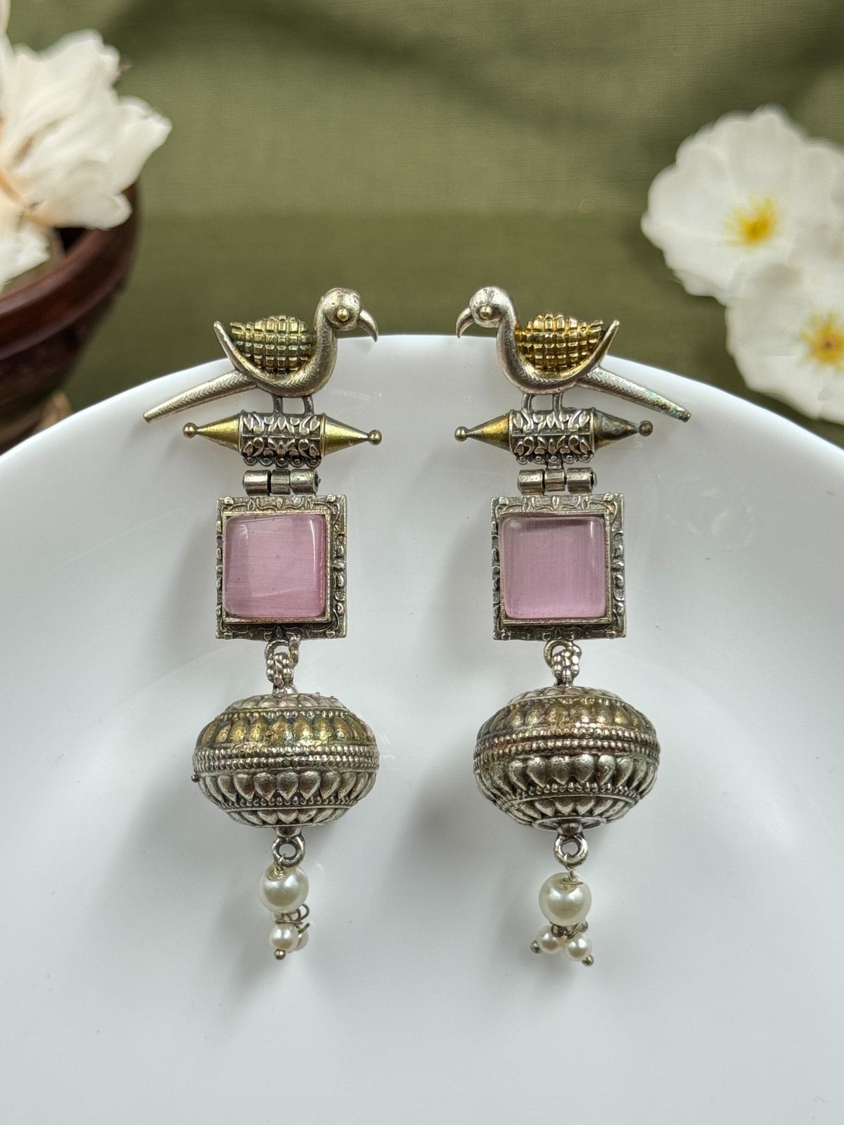 PANKHI DUAL-TONE DANGLER EARRINGS