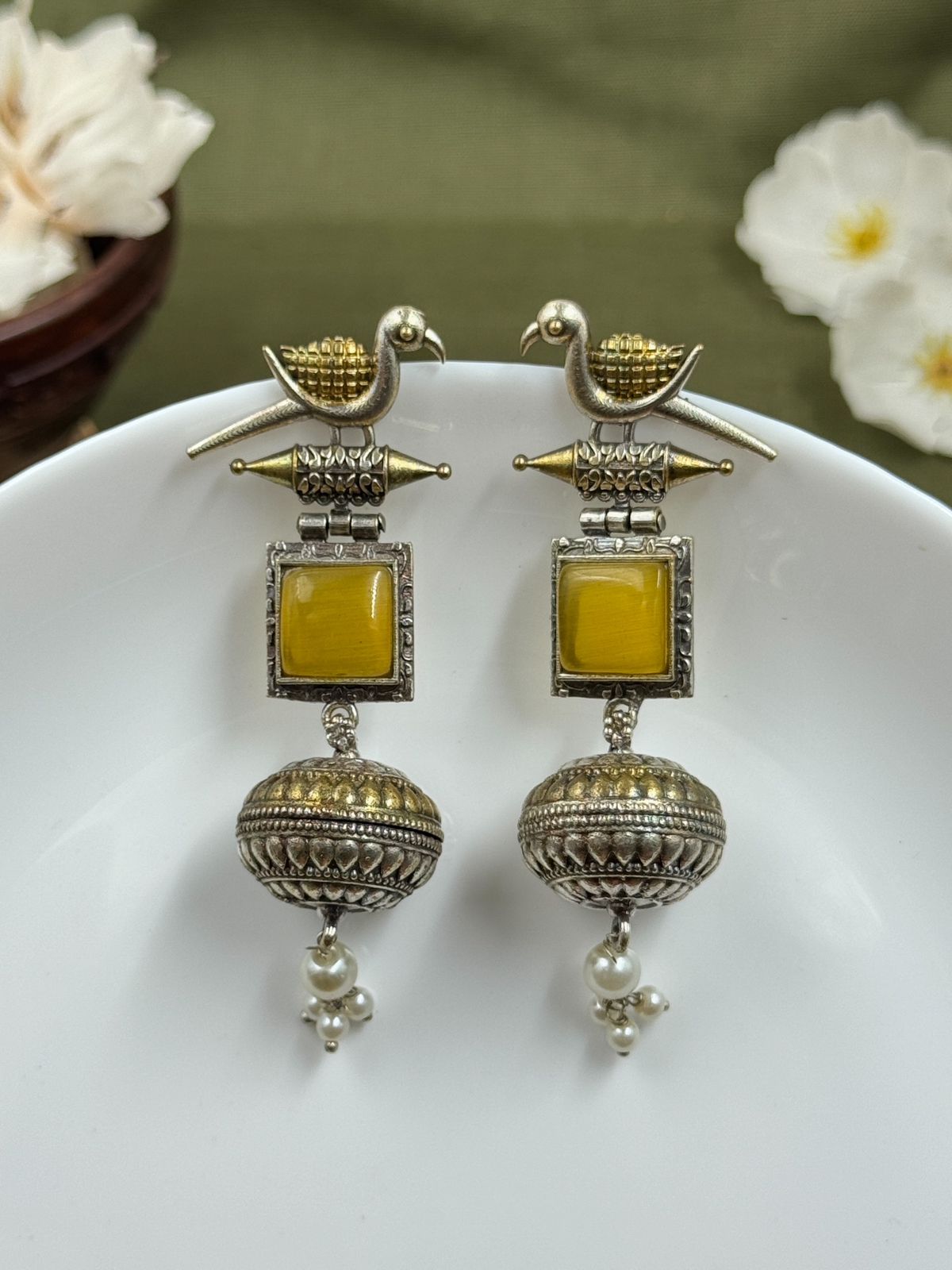 PANKHI DUAL-TONE DANGLER EARRINGS