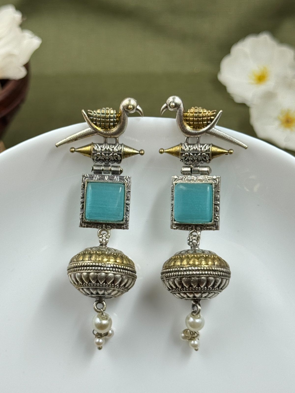 PANKHI DUAL-TONE DANGLER EARRINGS