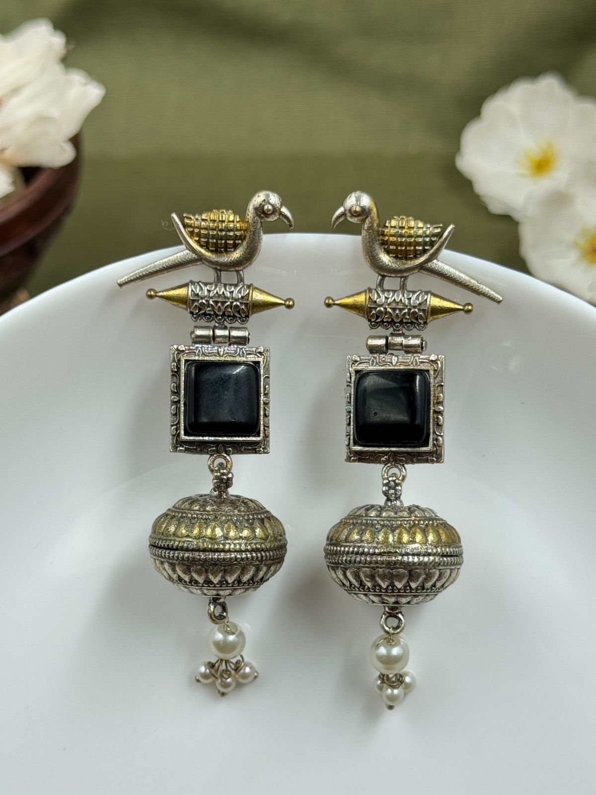 PANKHI DUAL-TONE DANGLER EARRINGS