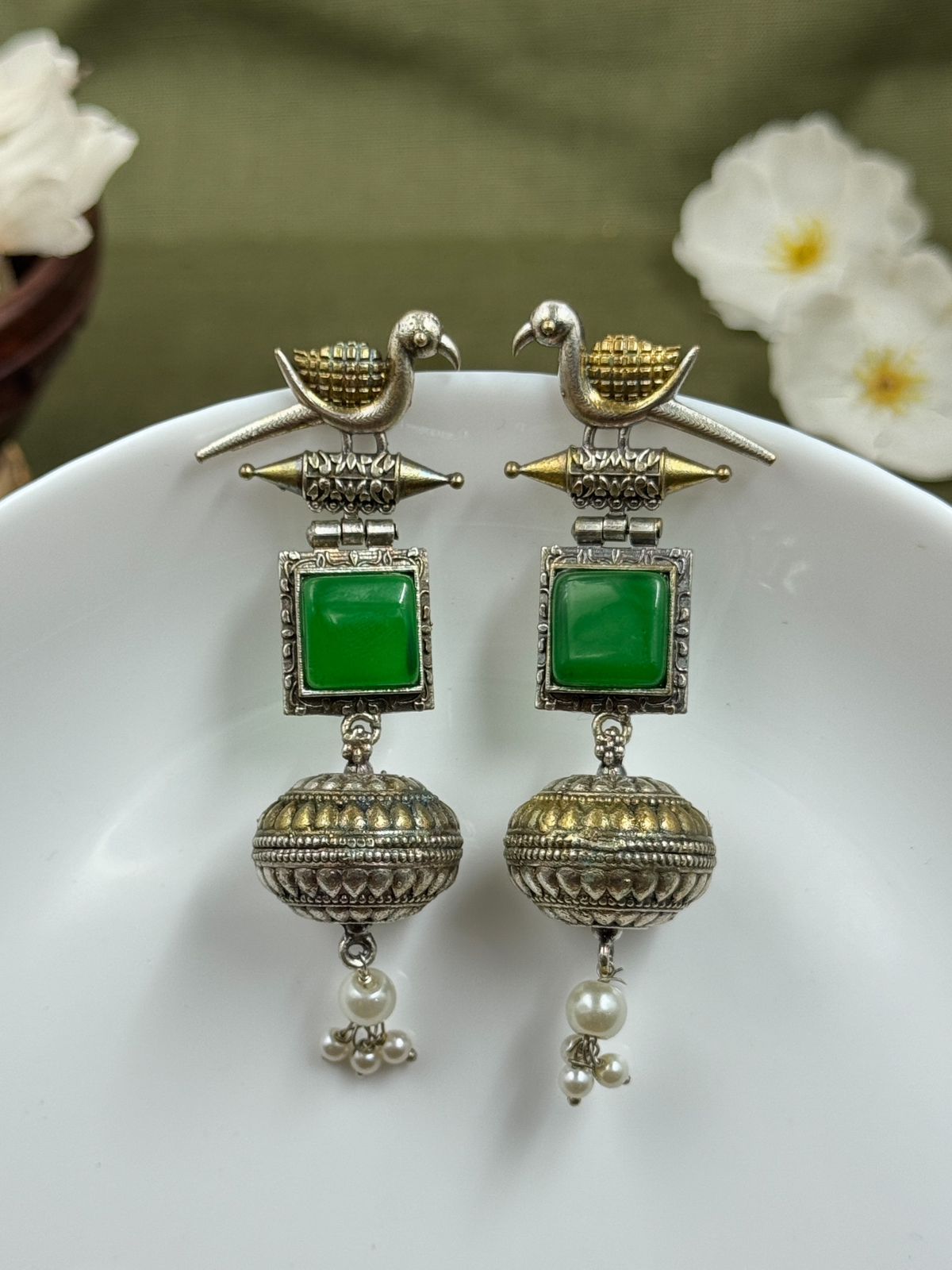 PANKHI DUAL-TONE DANGLER EARRINGS