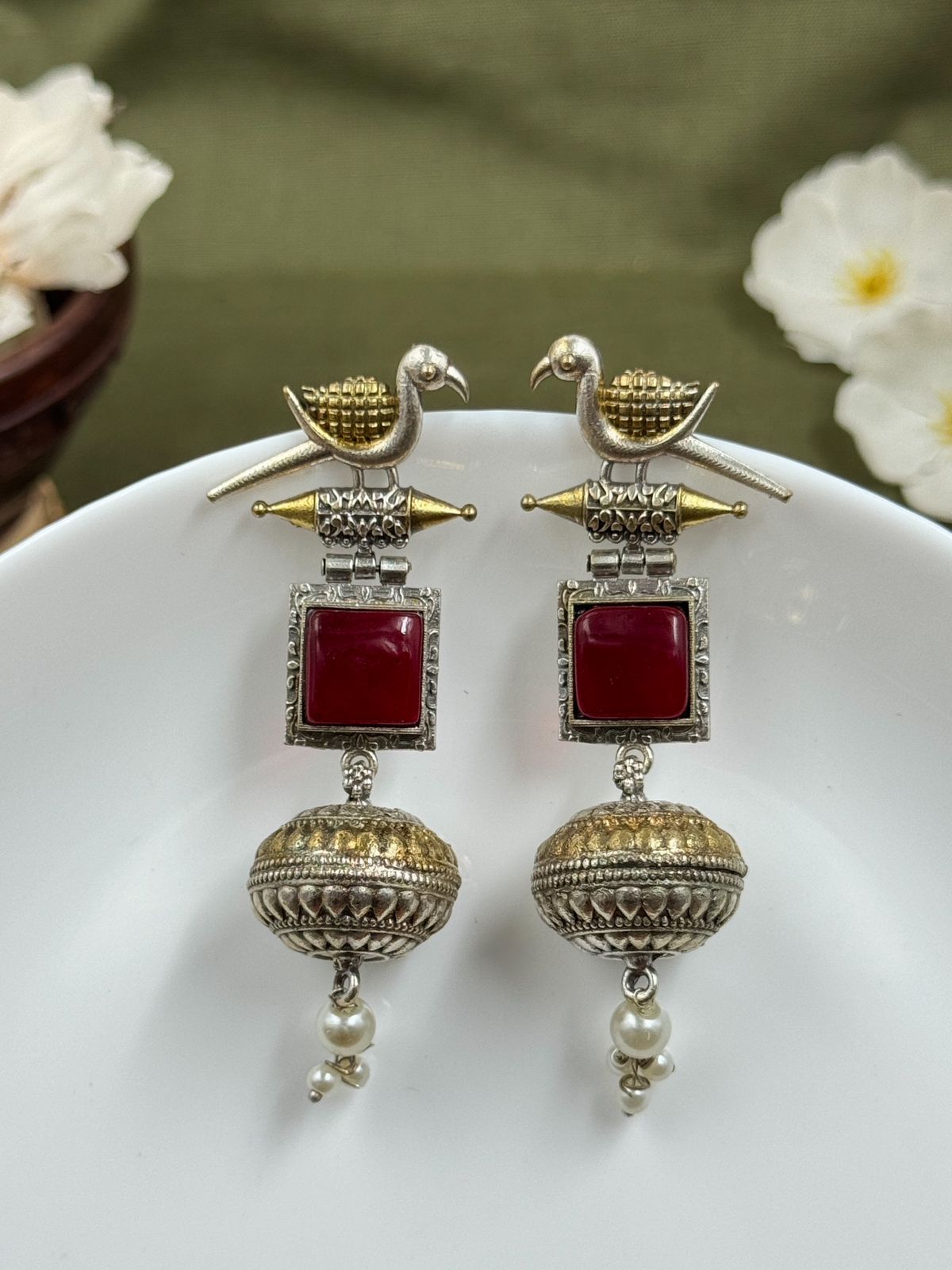 PANKHI DUAL-TONE DANGLER EARRINGS