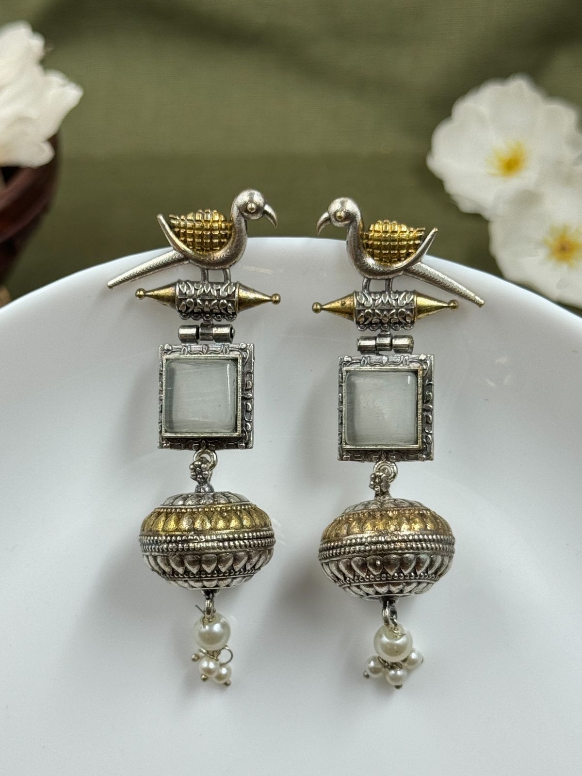 PANKHI DUAL-TONE DANGLER EARRINGS