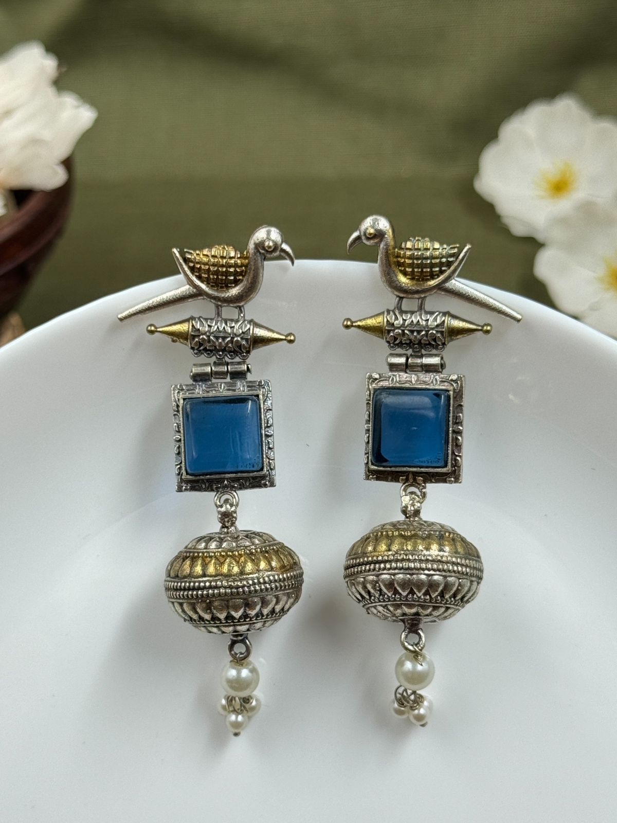 PANKHI DUAL-TONE DANGLER EARRINGS