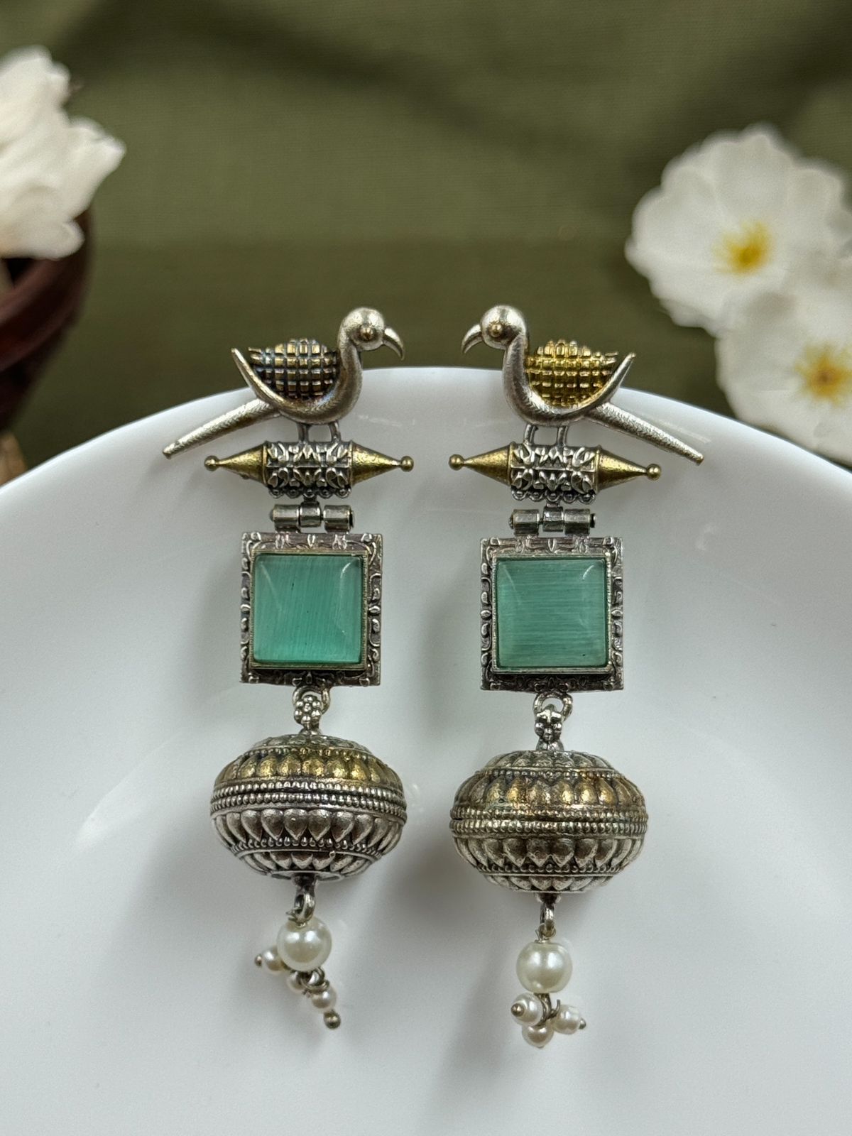 PANKHI DUAL-TONE DANGLER EARRINGS